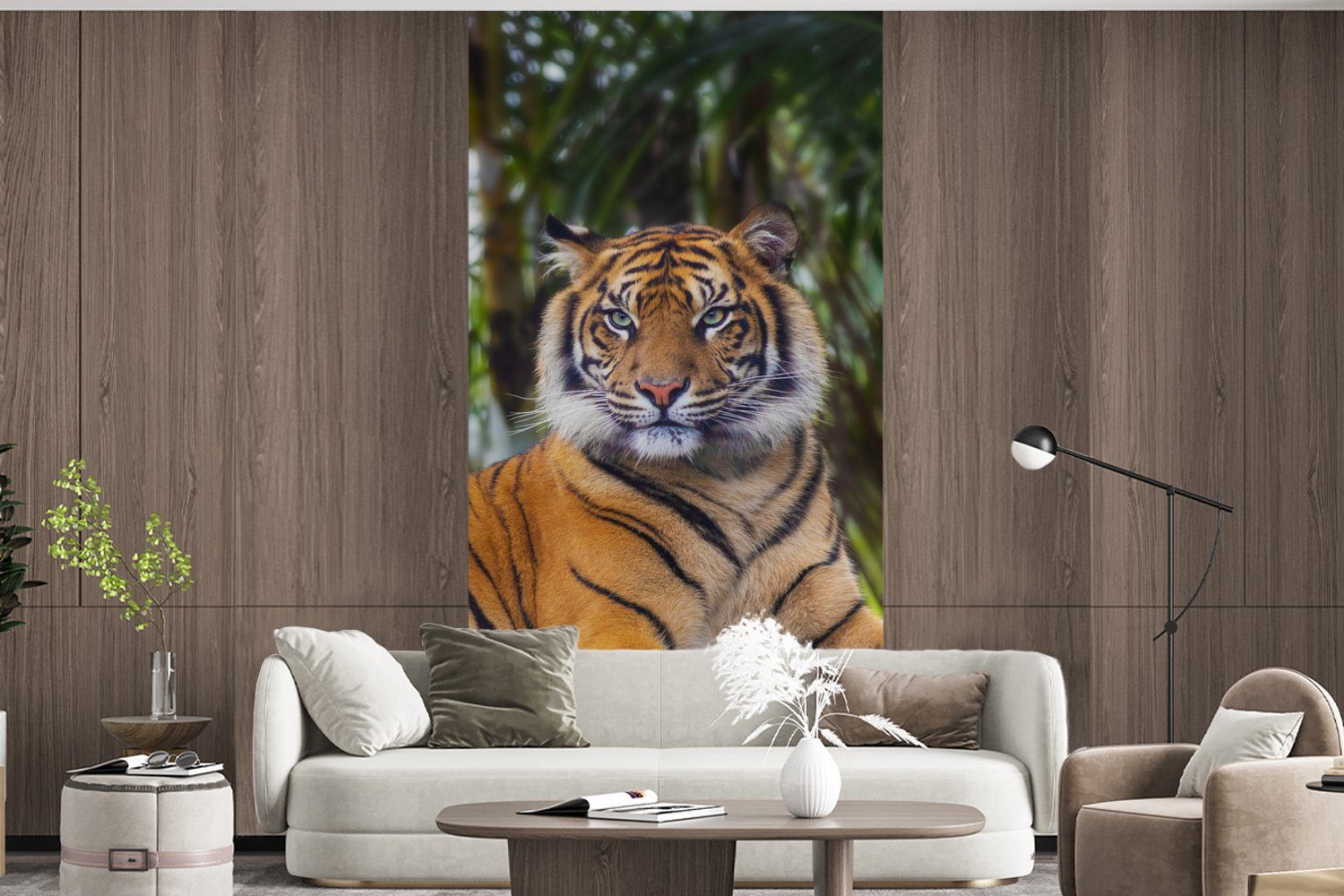 Schlafzimmer Matt, Wohnzimmer Dschungel, Fototapete bedruckt, St), (2 Tiger - Tiere Fototapete - Wald MuchoWow Küche, Vliestapete für -
