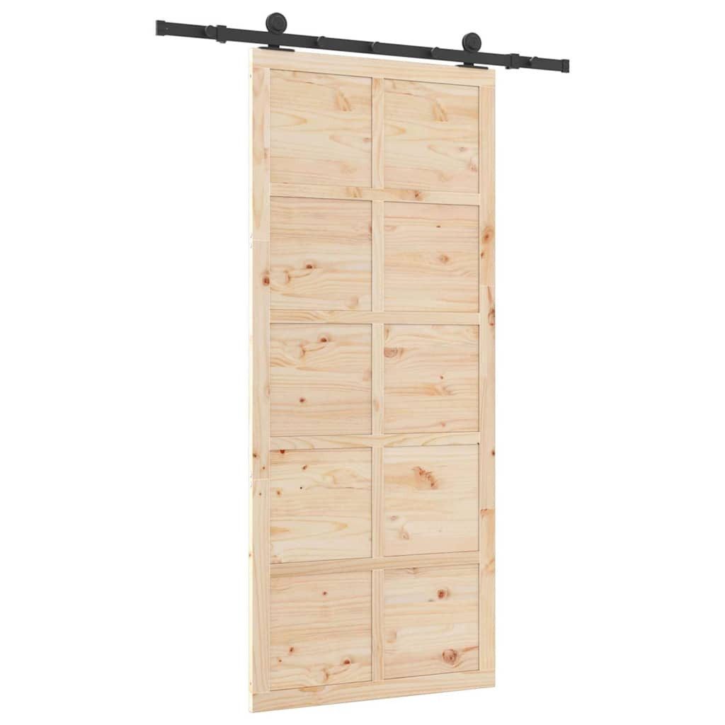 vidaXL Schiebetür Schiebetür Braun 80 x 208 cm Massives Kiefernholz (1-St)