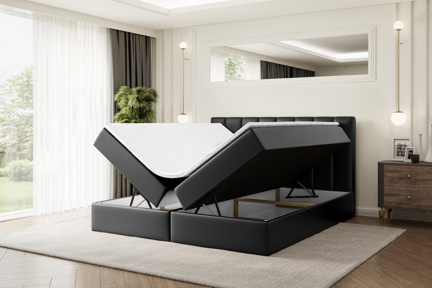 ALTDECOR Boxbett OTTA (Multipocket-Matratze H4, H3 Matratze Bonellfederung, Topper, Kopfteil)