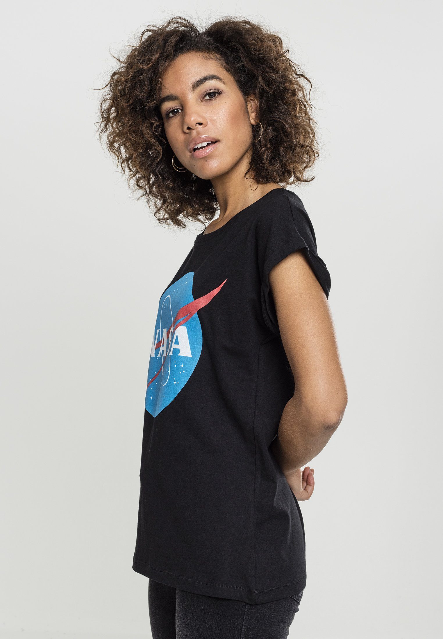 Ladies black Insignia (1-tlg) Tee NASA MisterTee Damen T-Shirt