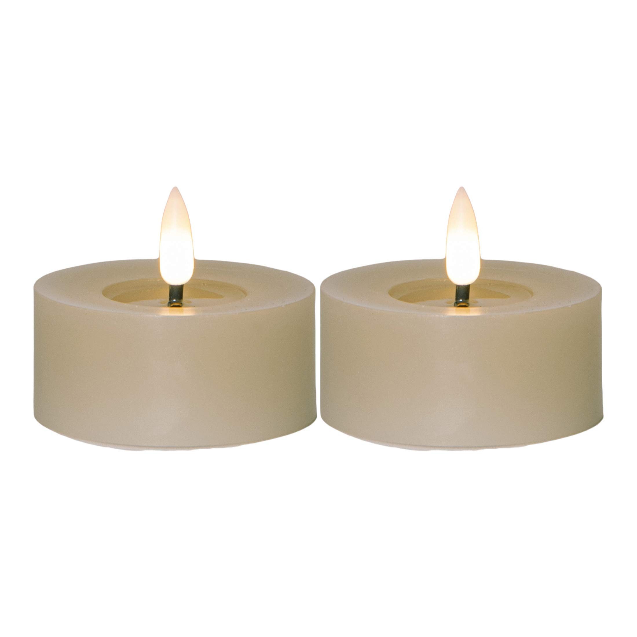 STAR TRADING LED-Kerze Flamme Flow (Set, 2-tlg), beige 3D Flamme 6/18h Time günstig online kaufen