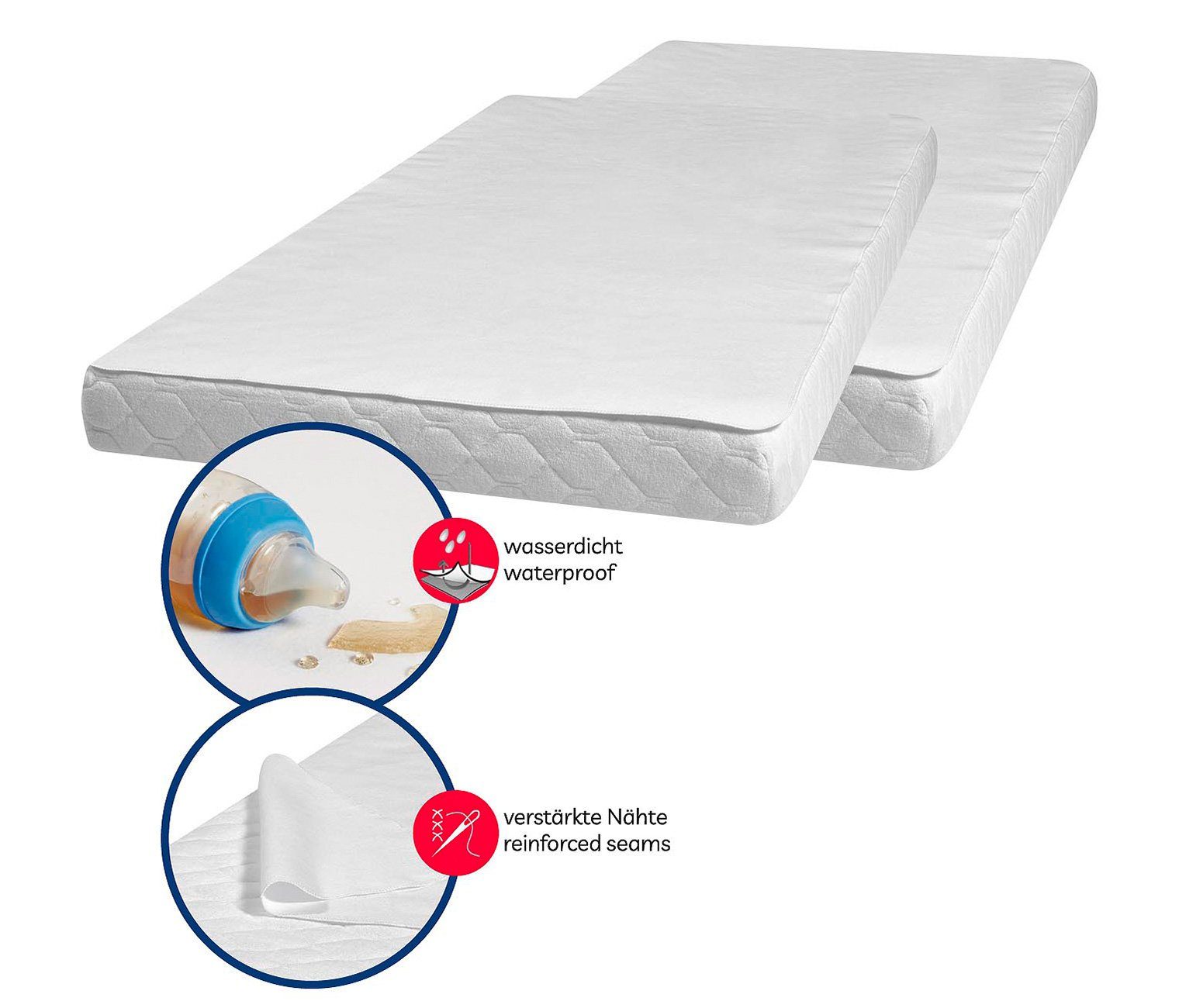 Matratzenauflage Molton-Betteinlage 50x90 cm 2er Pack günstig online kaufen