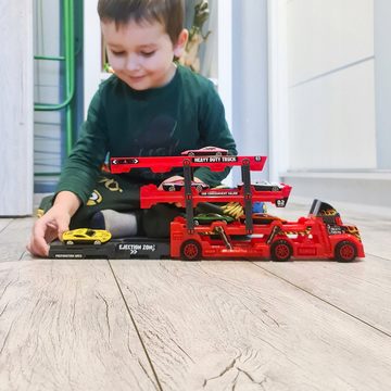KRUZZEL Spielzeug-Auto TIR-LKW-Set mit 6 Wagen Autotransporter