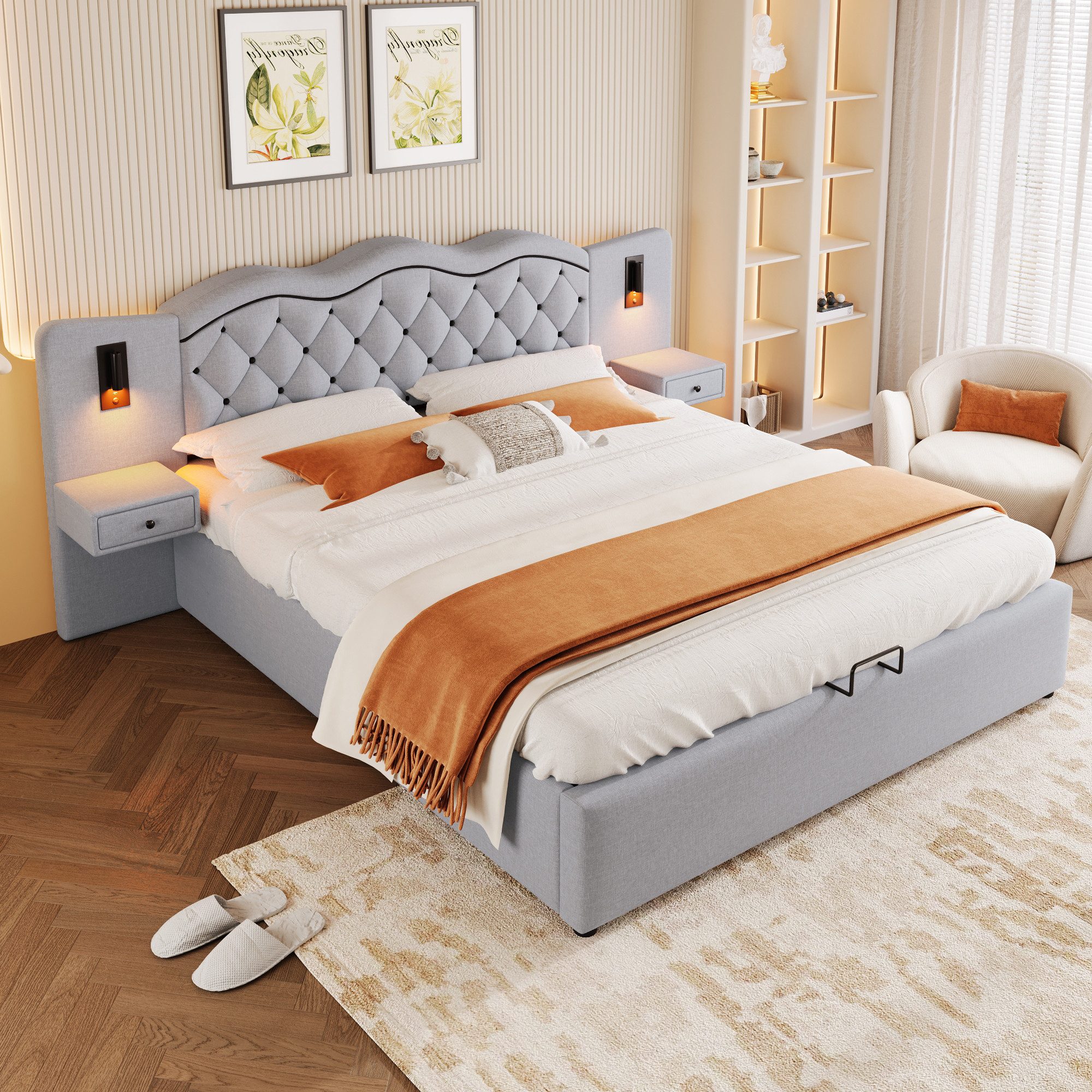 TavilaEcon Boxspringbett mit USB-Anschluss und zwei günstig online kaufen