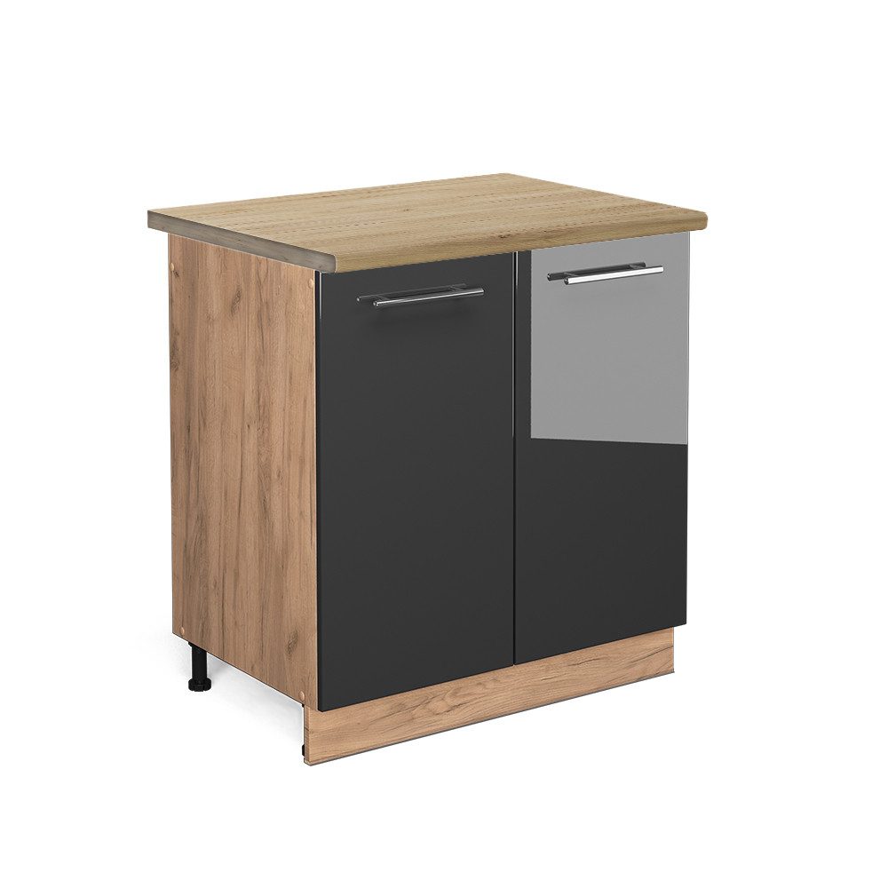 Vicco Spülenunterschrank Fame-Line, Anthrazit Hochglanz/Goldkraft Eiche, günstig online kaufen