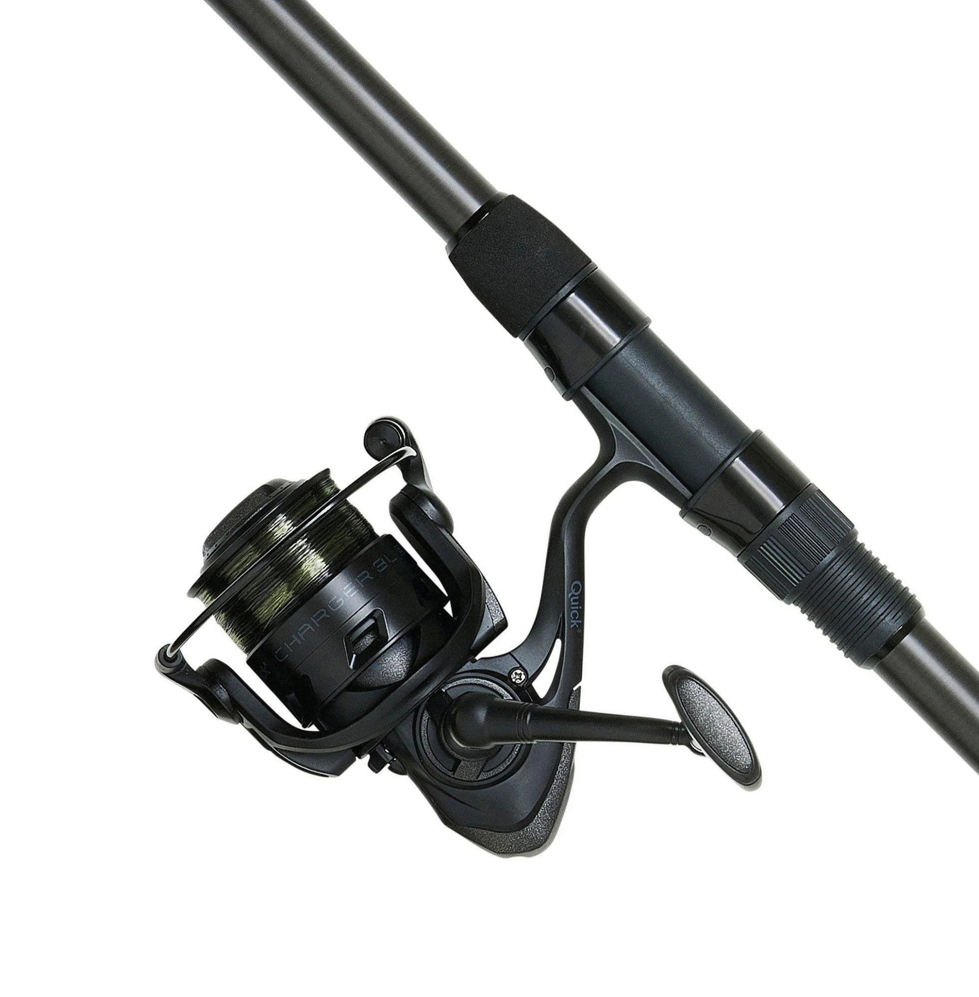 DAM Fishing Karpfenrute SET DAM Tele Karpfenset Profi "Charger Tele Carp FD Combo" 3,60m, Schwarz Design