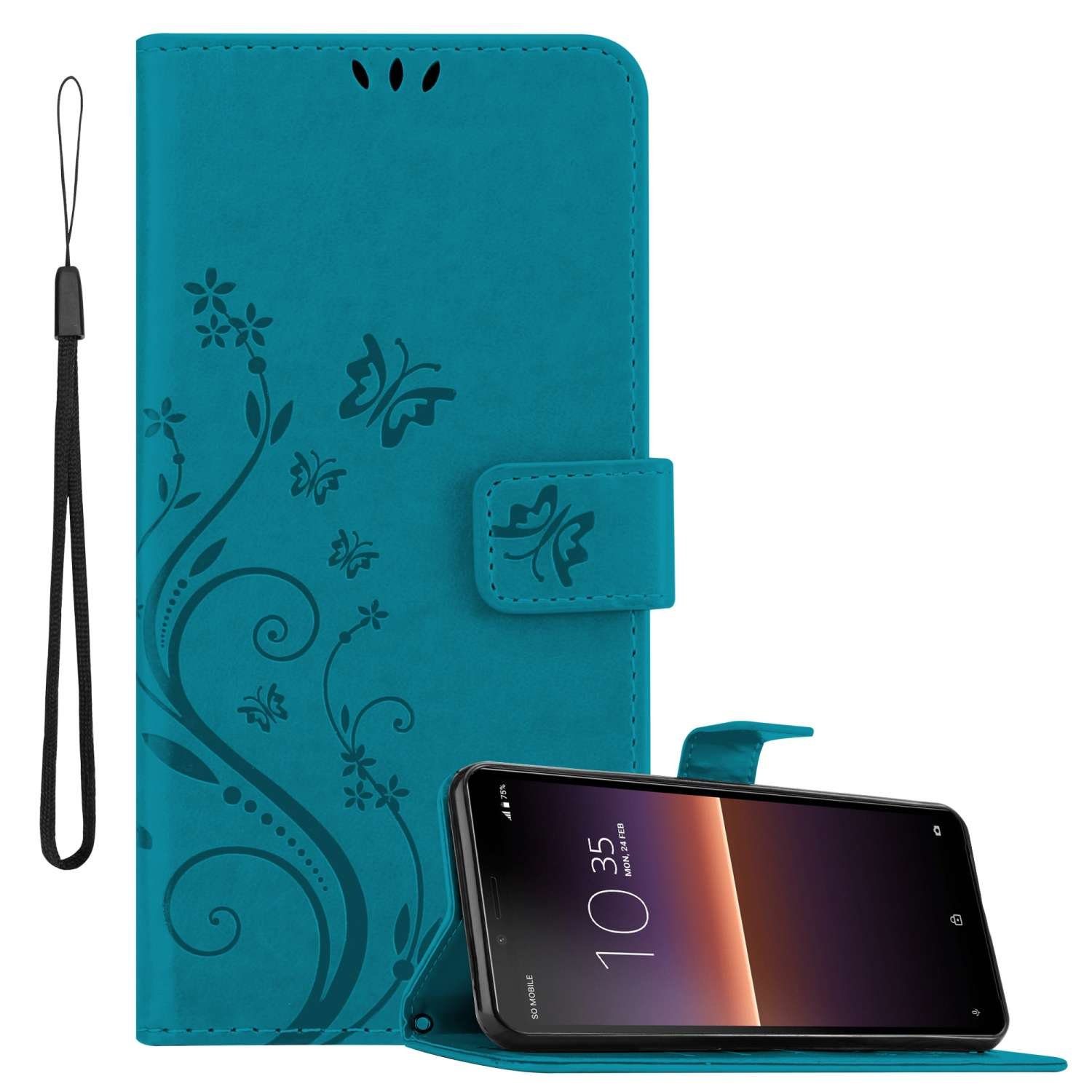 Cadorabo Handyhülle für Sony Xperia 10 II Hülle Sony Xperia 10 II, Hülle Schutzhülle Blumen Flower mit Standfunktion Kartenfach Magnet