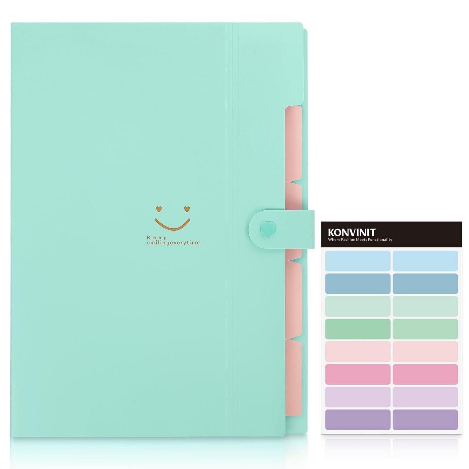 LuxusKollektion Fächermappe Fächermappe A4 erweiterbar 5 Taschen Grün