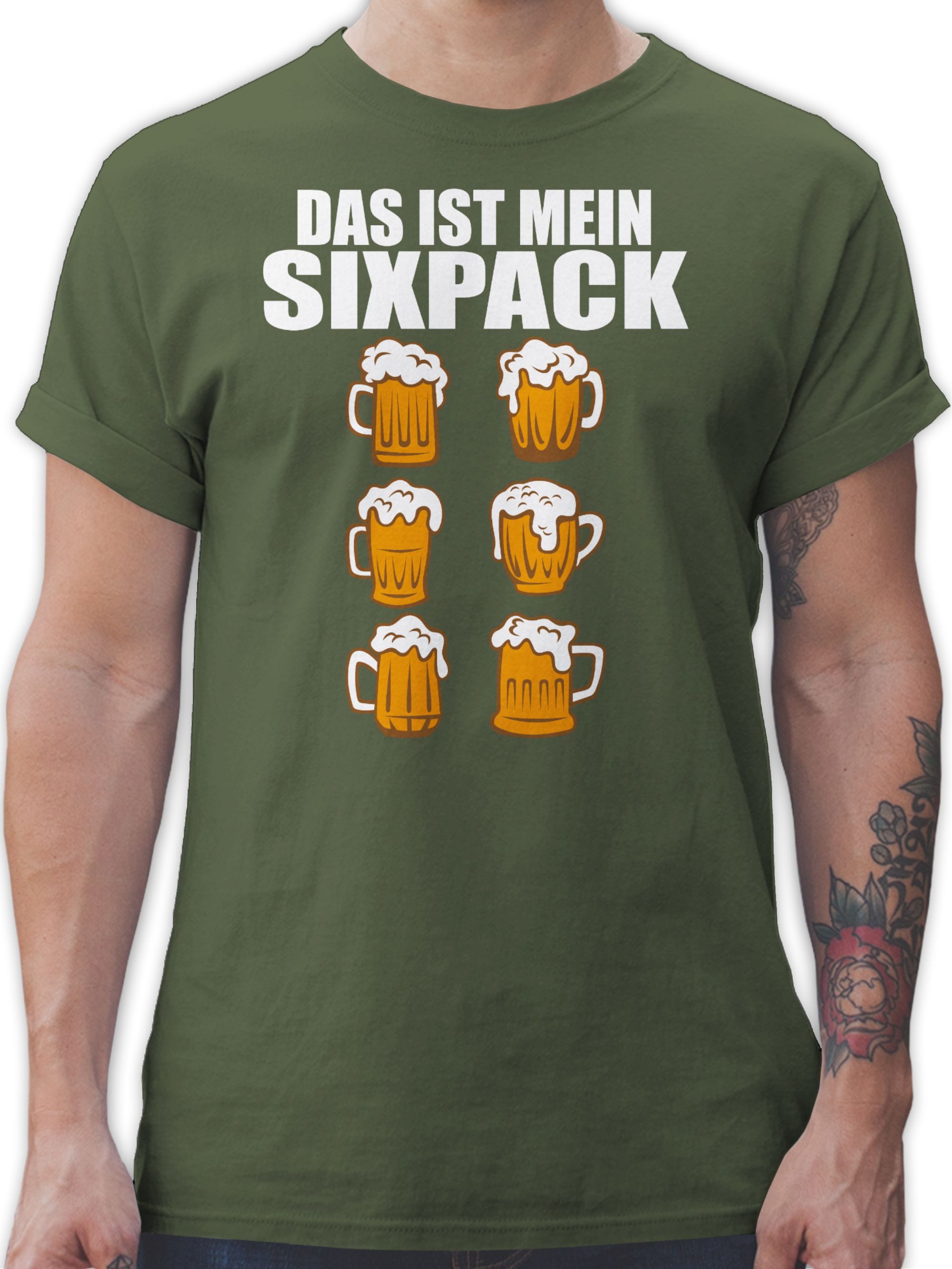 T-Shirt Das ist mein Sixpack - Bier - weiß