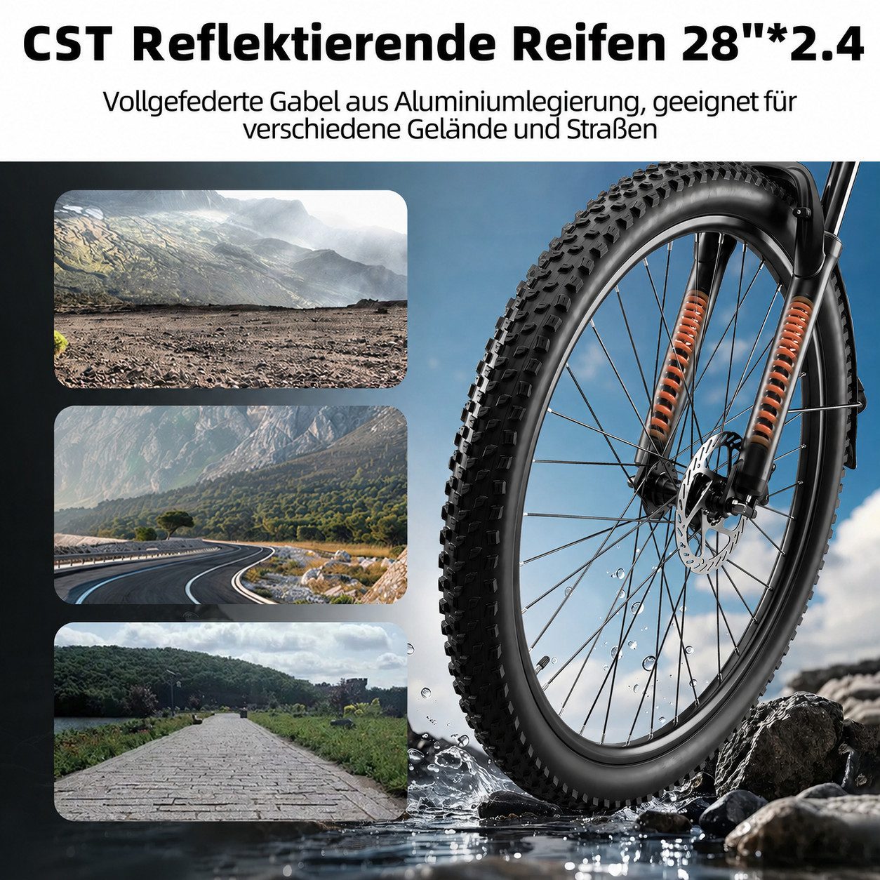 TTGO E-Bike Cityrad 28 Zoll, 110km, mit Federsattelstütze, Elektrofahrrad für Damen Herren, 7 Gang Shimano, Kettenschaltung, Heckmotor, 648 Wh, City E-Bike mit  – Bild 5 von 5