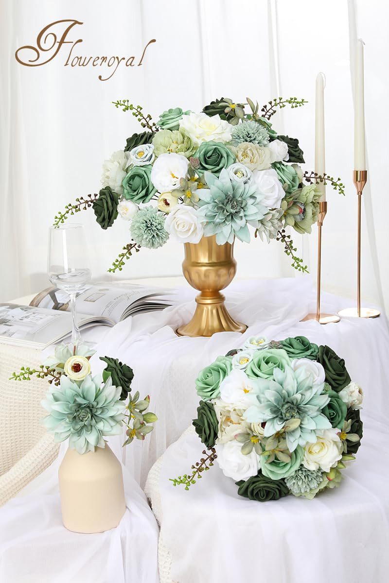 Kunstblume Künstliche Blumen Set, Seidenblumen Mix mit Dahlien & Rosen, Diwzbyn, Blumenstiele für DIY, Hochzeiten, Tischdeko & Wohndeko – Bild 5 von 5