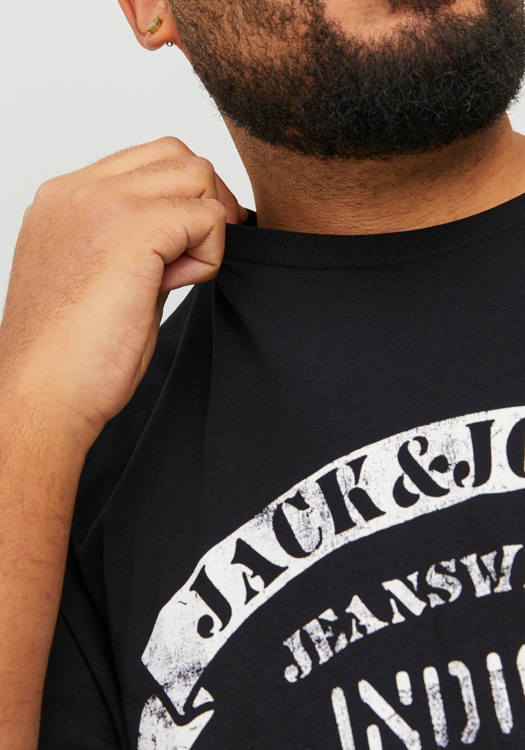 23/24 O-NECK SS black NOOS PlusSize & Jack PLS Jones TEE JJEJEANS Rundhalsshirt