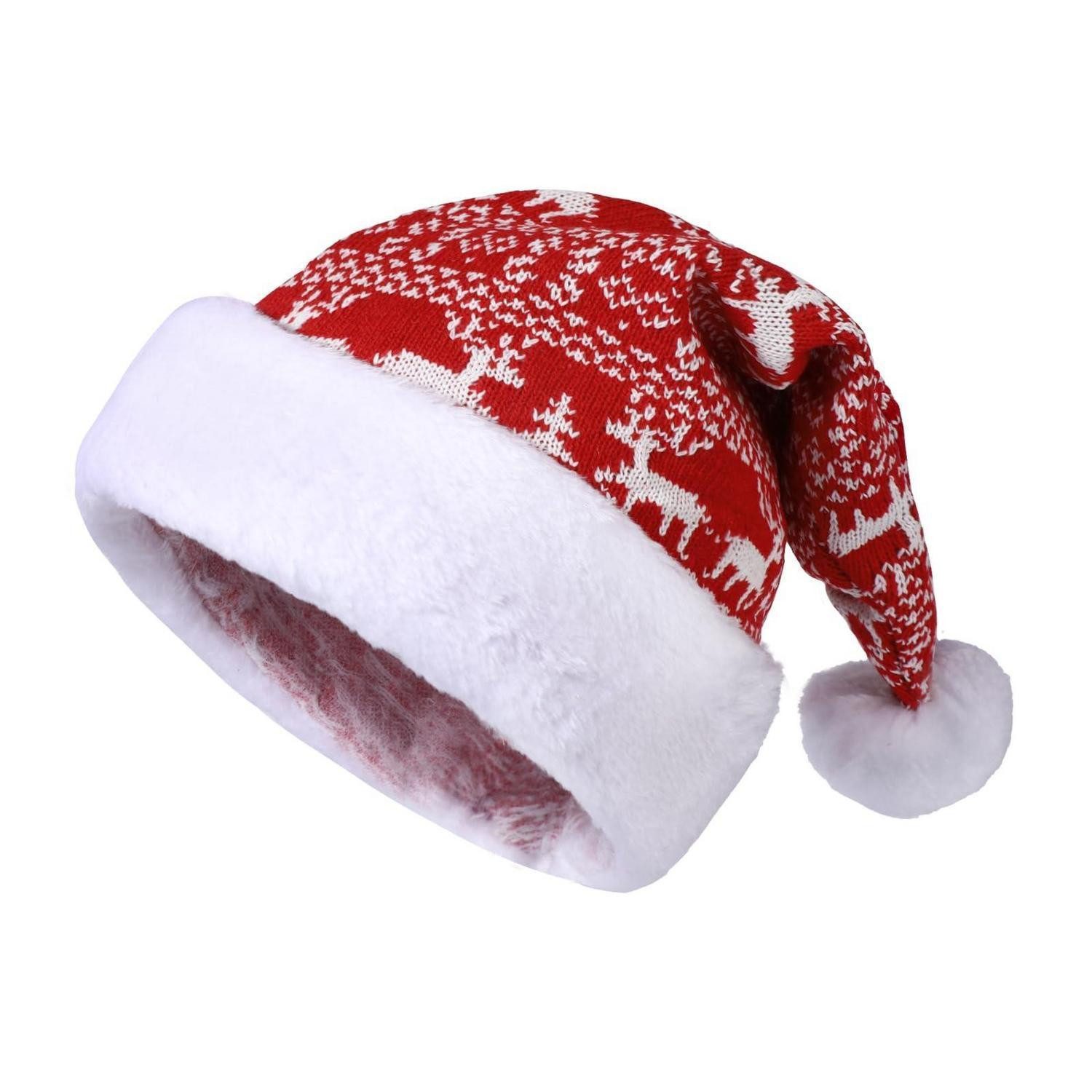 LuxusKollektion Strickmütze Weihnachtsmütze Klassisch gestrickt Gr. M rot (1-St)