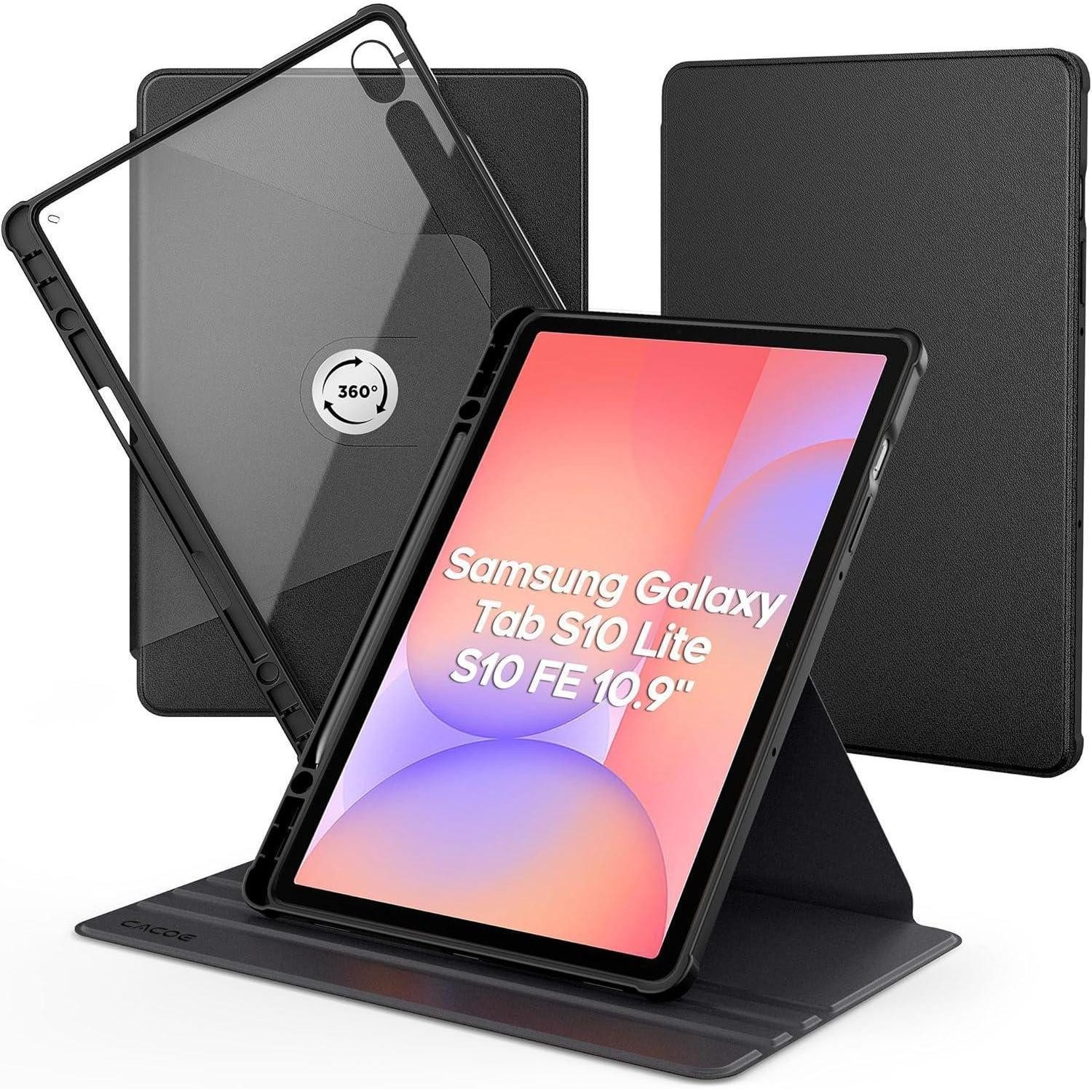 LuxusKollektion Tablet-Hülle Hülle Tablet Drehbar 360 Acryl Stoßfest SPen Halter Schwarz