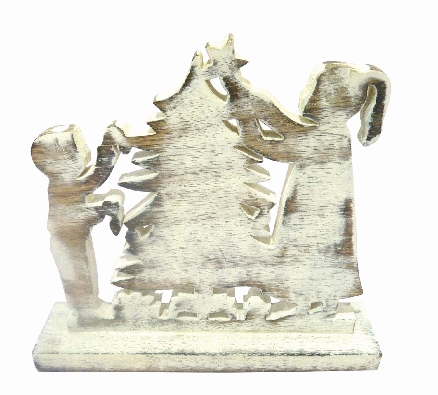 El Puente Dekoobjekt Dekoständer "Kinder am Weihnachtsbaum", Handmade, Fair Trade
