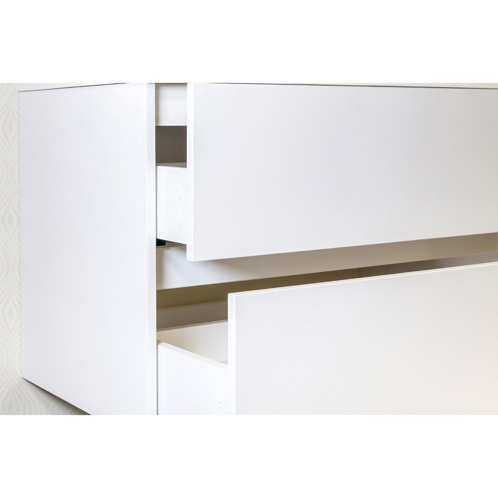 Aloni Waschbeckenschrank KEY2428-120 (1-St) Hayat Badezimmer Unterschrank 120 cm Weiß glänzend + Waschbecken