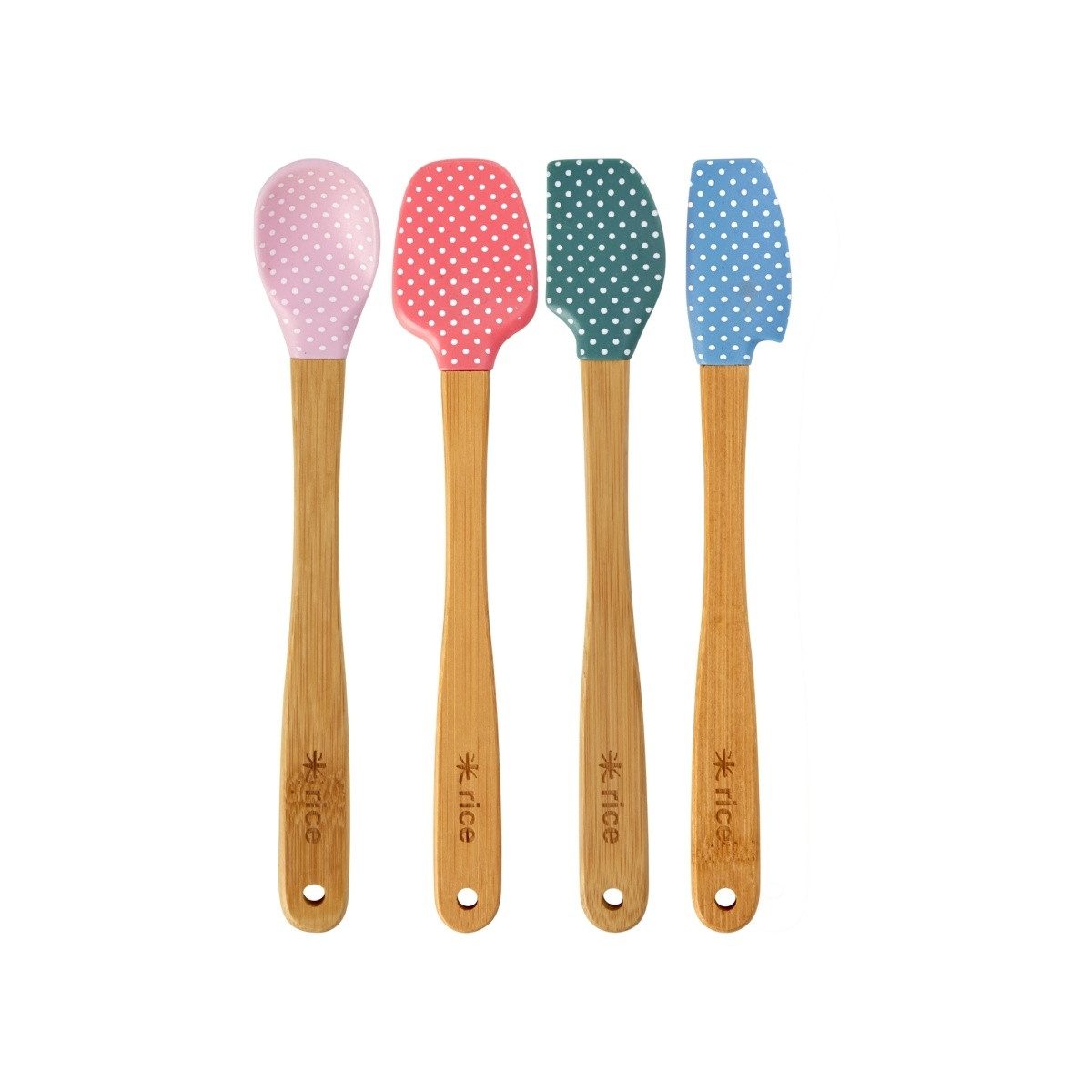 rice Teigschaber Silikon Teigschaber 4er Set Punkte Silikon Bambusgriff kochen backen