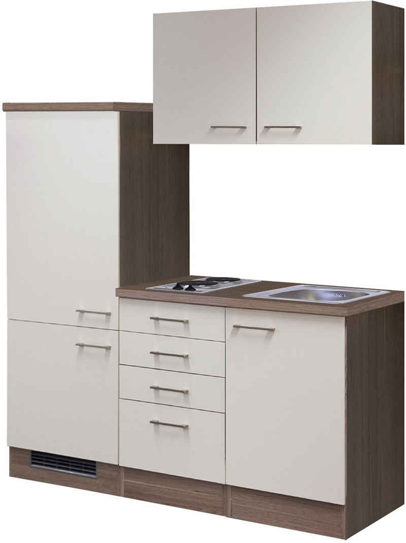 Flex-Well Küchenzeile »Eico«, Gesamtbreite 160 cm, mit Schubkastenschrank und Kochfeld, für vorhandenen Einbau-Kühlschrank, in vielen weiteren Farbvarianten erhältlich