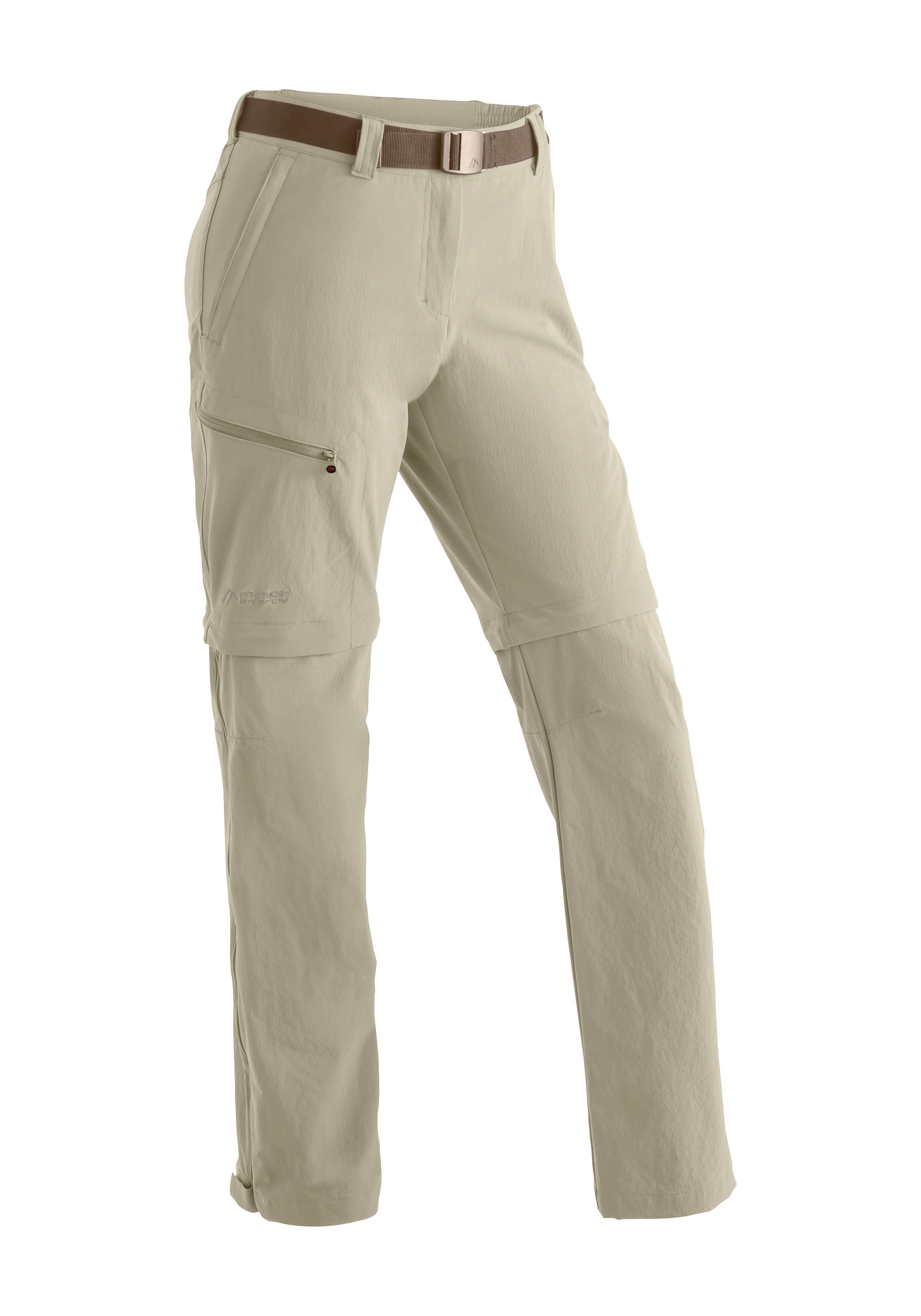 zipp-off Maier Nata Sports atmungsaktive Wanderhose, Outdoor-Hose Funktionshose hellbraun Damen