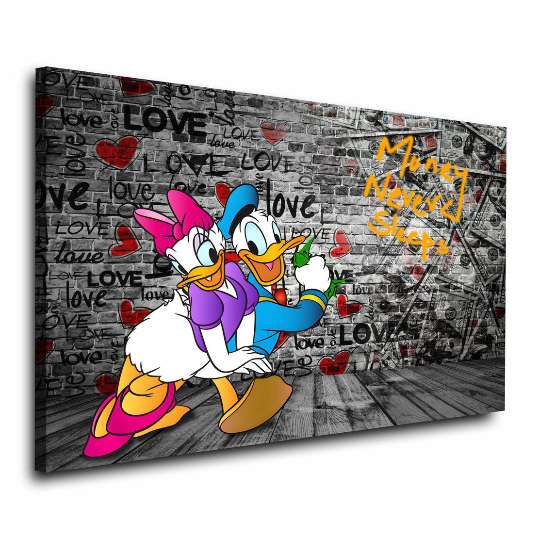 Leinwandbild Donald & Daisy Pop Art Wandbild Leinwandbild Deko Kunst XL
