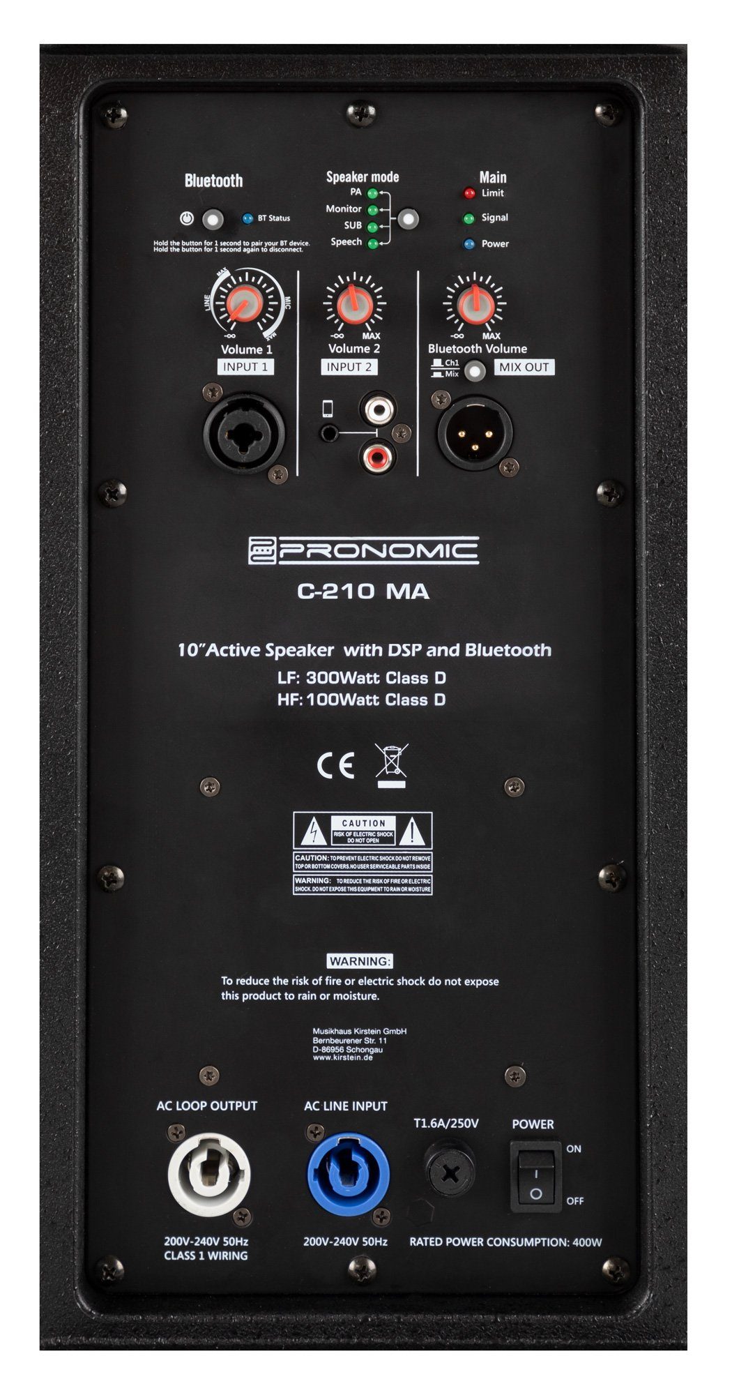 zoll Aktive C-210 - Lautsprecher - mit 2 Stereo MA Pronomic Stative) Bi-Amp 2.0 Box 10 Set - 2-Wege inkl. 200 DSP-Presets W, Woofer Kanälen (Bluetooth,