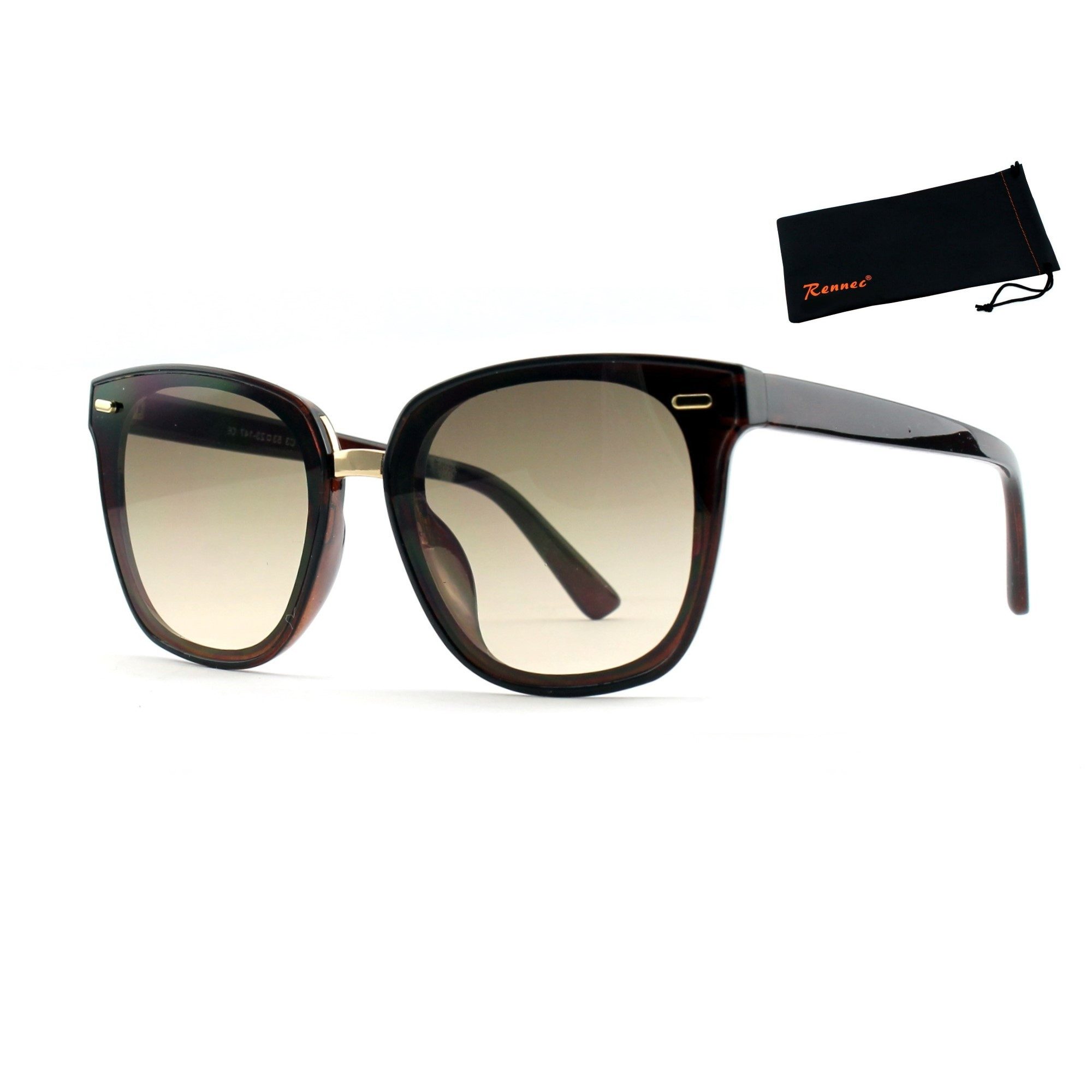 Sonnenbrille Damen Cat-Eye Oversized Schwarz Gold Modern UV400