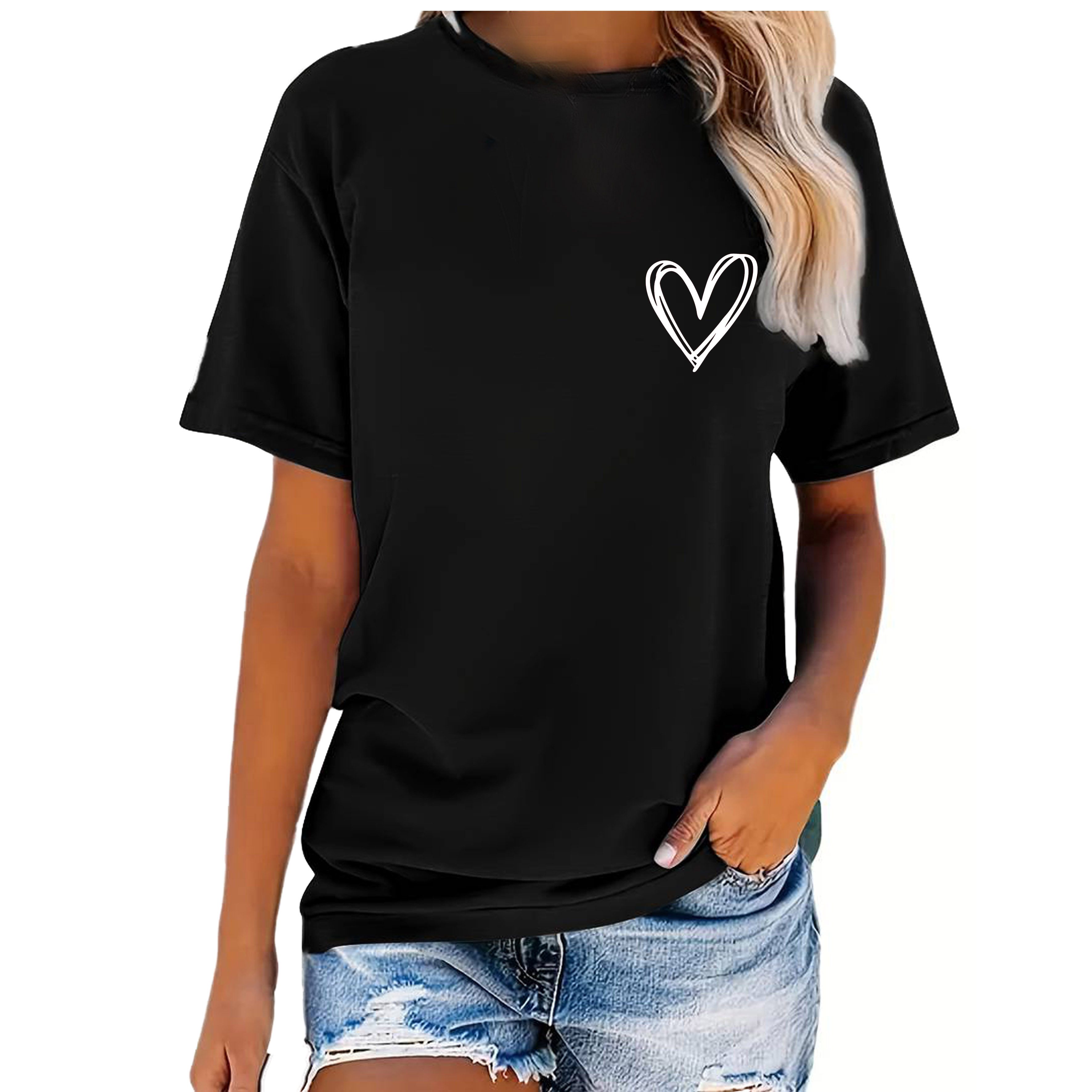 Banco T-Shirt Damen Kurzarm Love Liebe Herz Unifarben Premium T-Shirt günstig online kaufen