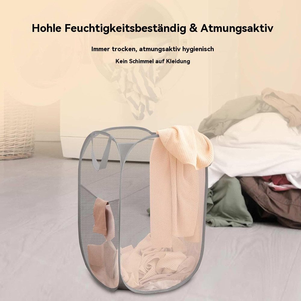 Blusmart Wäschekorb 2 Stücke Groß Netz-Wäschekorb Faltbar (Pop-up Faltbarer Wäschekorb, Aufbewahrungskorb mit Seitentasche), für Die Lagerung von Kleidung und H – Bild 2 von 5