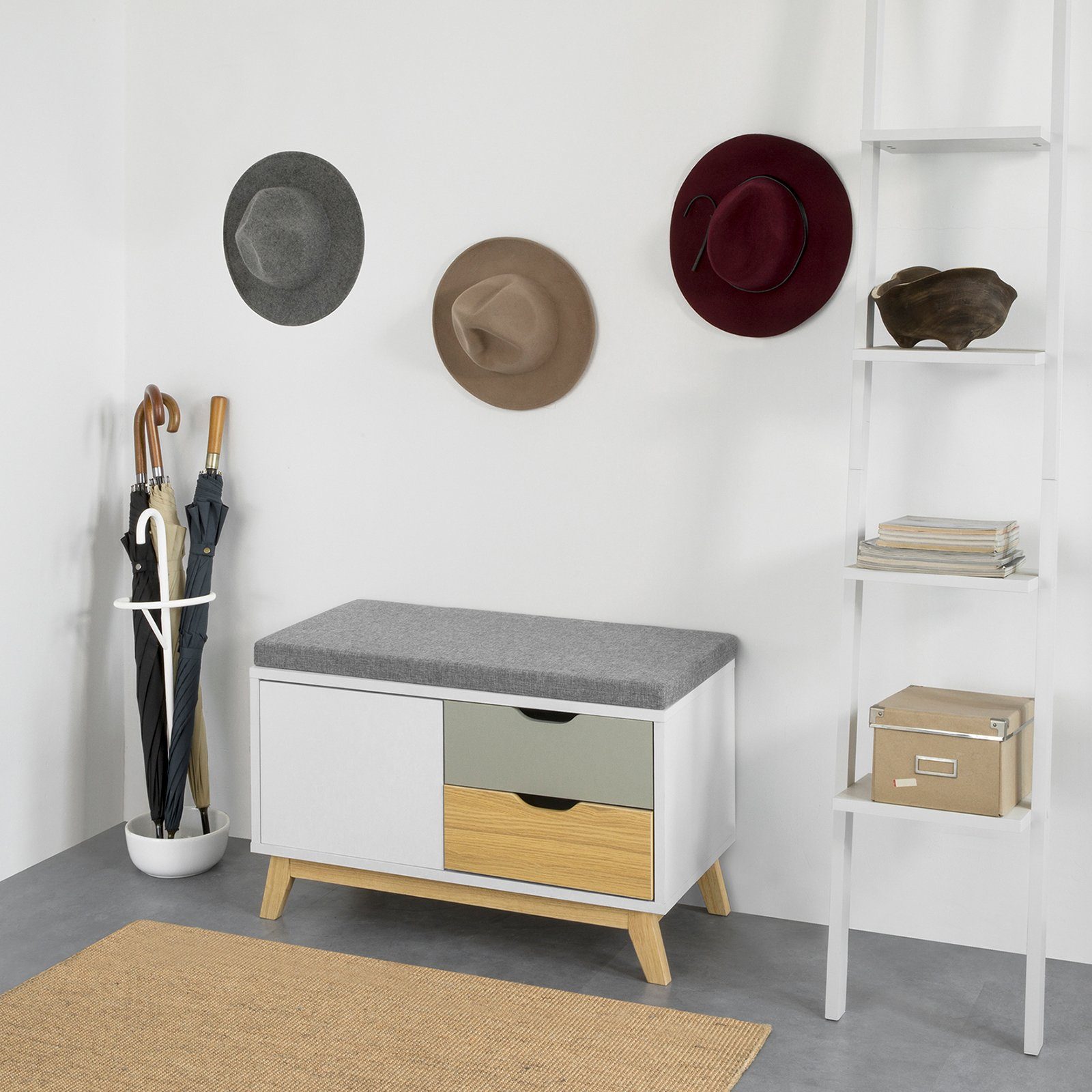 SoBuy Schuhbank FSR92, mit 2 Schubladen und 1 Tür Truhenbank Sitzbank mit S günstig online kaufen