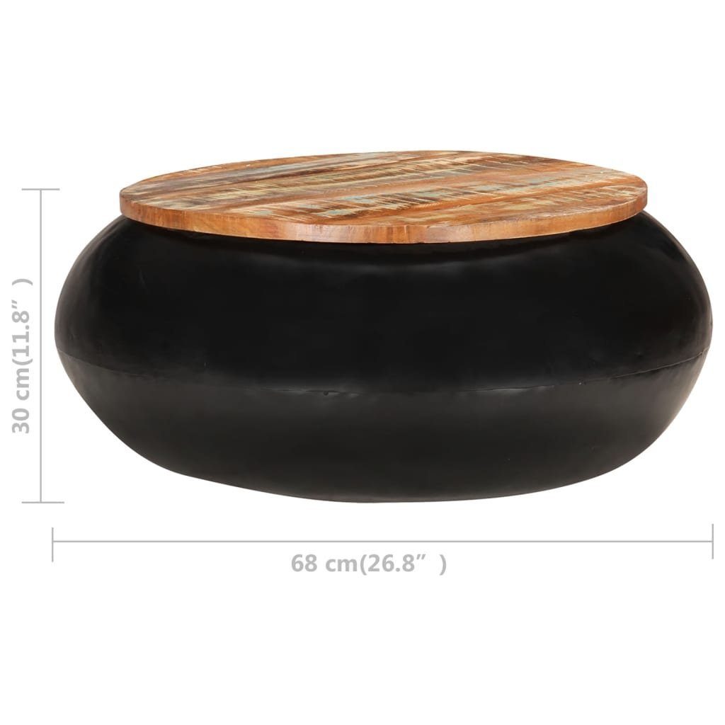 Couchtisch Schwarz 68x68x30 Massivholz furnicato Recyceltes cm