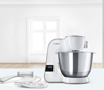 BOSCH Küchenmaschine MUM5XW40 MUM5, 1000 W, 3,9 l Schüssel, Waage, Patisserieset, Schnitzler, 4 Scheiben, Fleischwolf,Zitruspresse