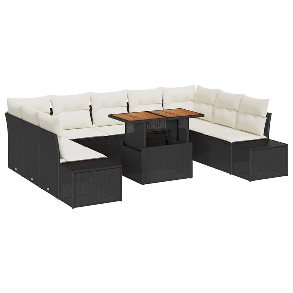 vidaXL Loungesofa Gartensofa-set 10 stk. Schwarz, 10 Teile