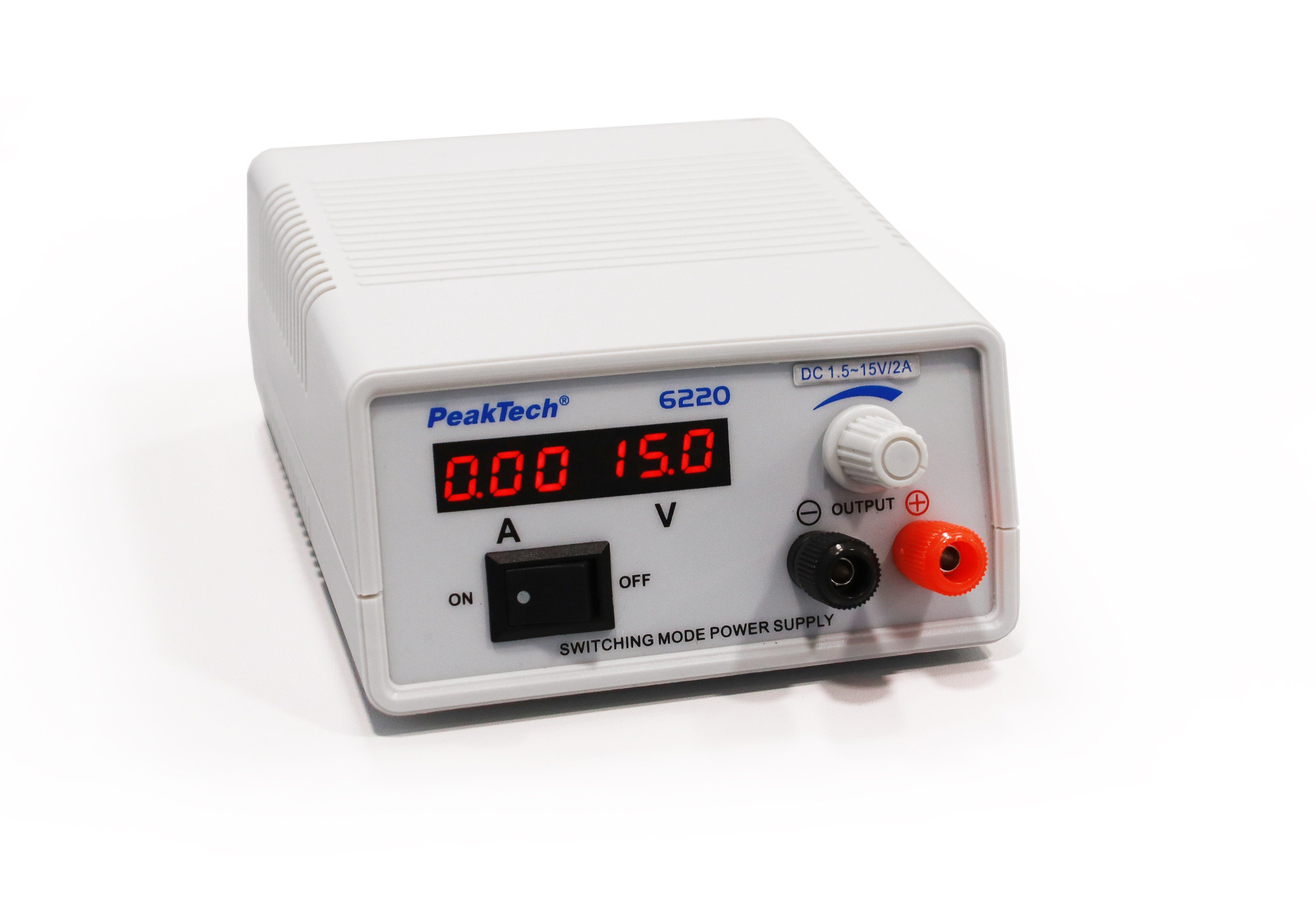 PeakTech 6220 DC Schaltnetzteil 1,5V - 15V / 2A, Labornetzgerät Labor-Netzteil