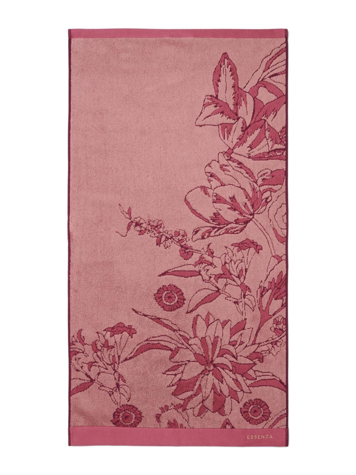 Frottier Essenza (1-St), Handtücher Malou, jacquardgewebter Plum mit Blume