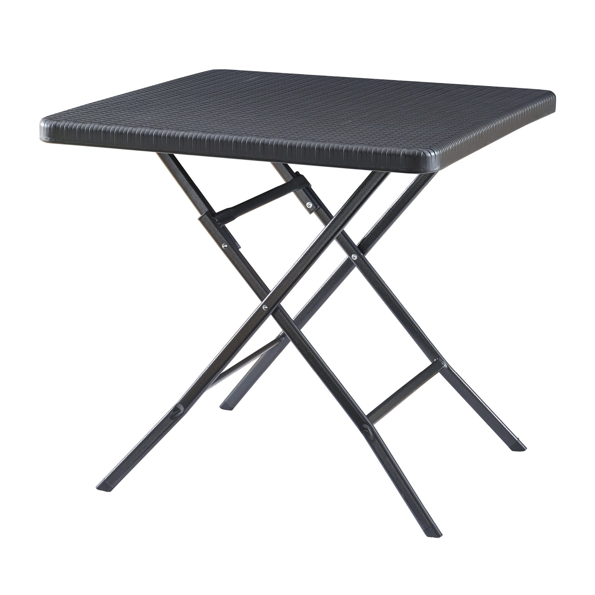 en.casa Campingtisch, »Mark« Klapptisch quadratisch 78x78x74 cm Rattanoptik Schwarz