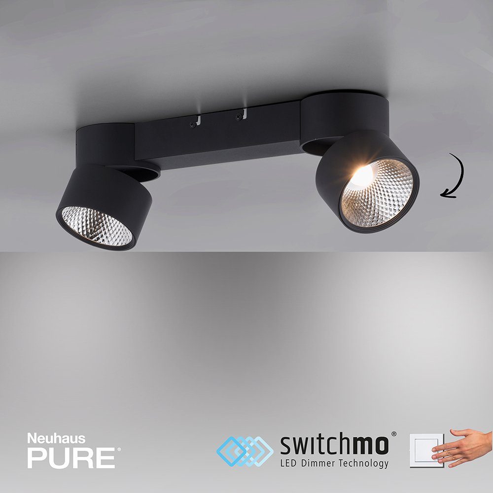 Paul Neuhaus LED Deckenleuchte LED Deckenstrahler PURE-NOLA, Strahler schwenkbar, dimmbar, Switchmo, 2xLED/15W/3000K, Spot Strahler schwenkbar warmweißes Licht
