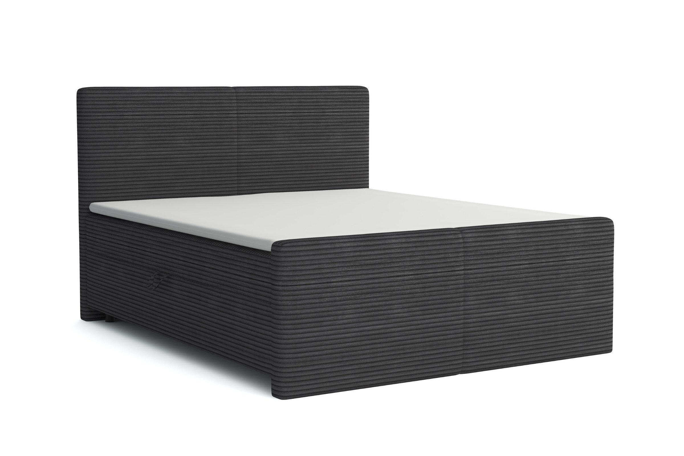 Deine Möbel 24 Boxspringbett MIDI Boxspring Komplettbett Polsterbett (Beige Hellgrau Grau Dunkelgrau Anthrazit Graphit Schwarz, 4-St., Matratzen H3 / H4 optional), 120x200 140x200 160x200 180x200 200x200 Cord Cord-Stoff