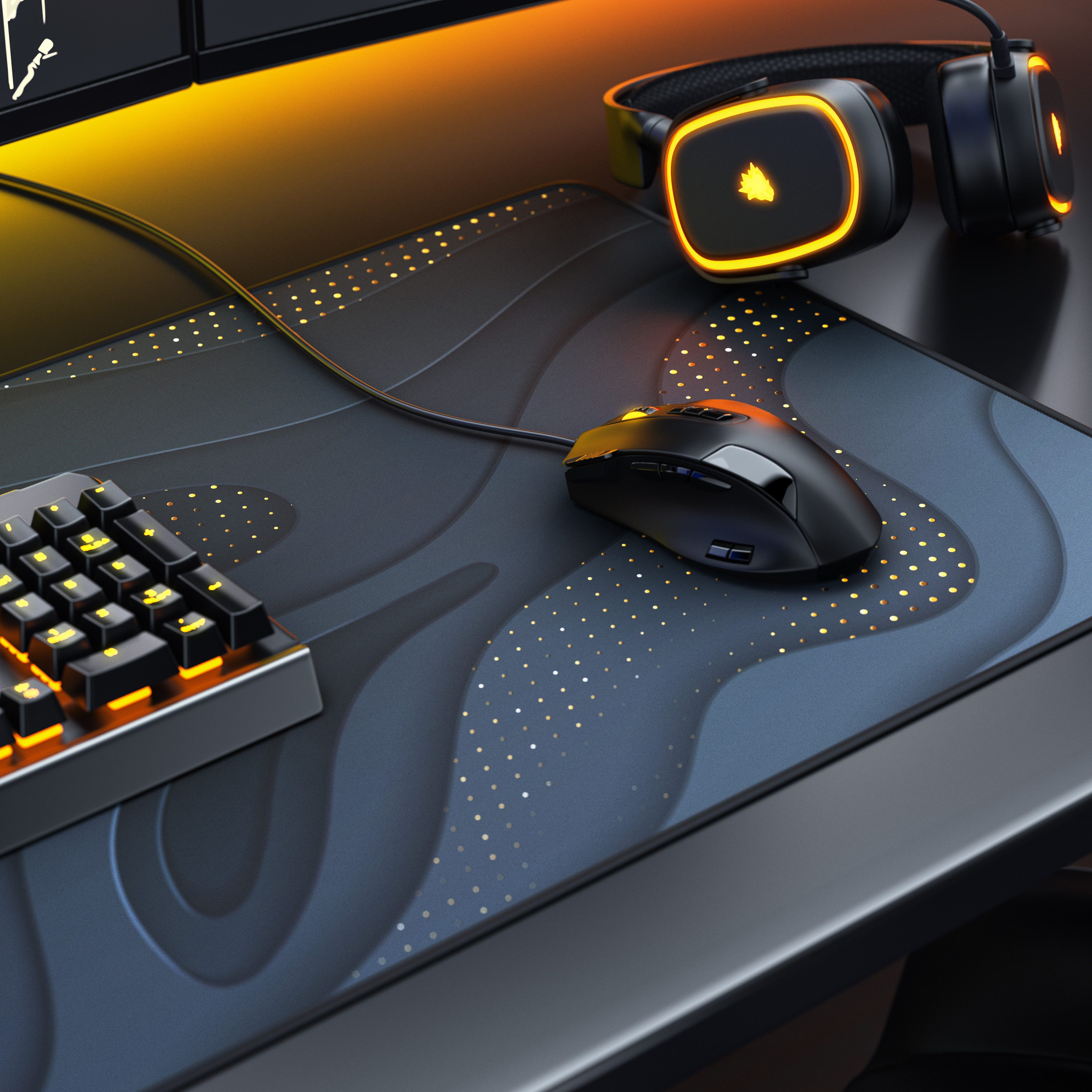 Titanwolf Gaming Mauspad XXL Speed Mousepad 900 x 400 x 3 mm, Schreibtischauflage, abwaschbar (1-St), rutschfeste Rückseite, Geschwindigkeit & Präzision, Abstra – Bild 4 von 5