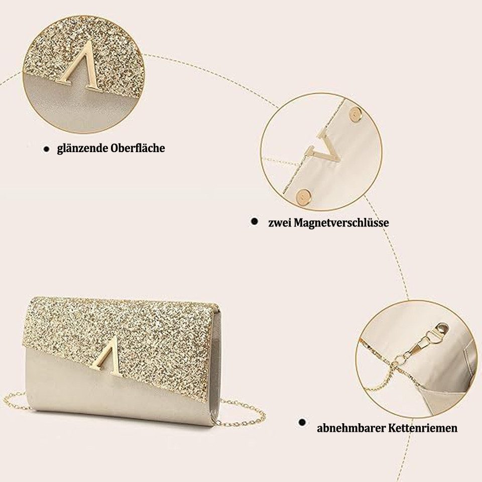 Coonoor Abendtasche Elegante Clutch für Damen, stilvolle Abendtasche, Umschlag-Handtasche, ideal für Partys, Bälle, Hochzeiten und formelle Anlässe – Bild 4 von 5