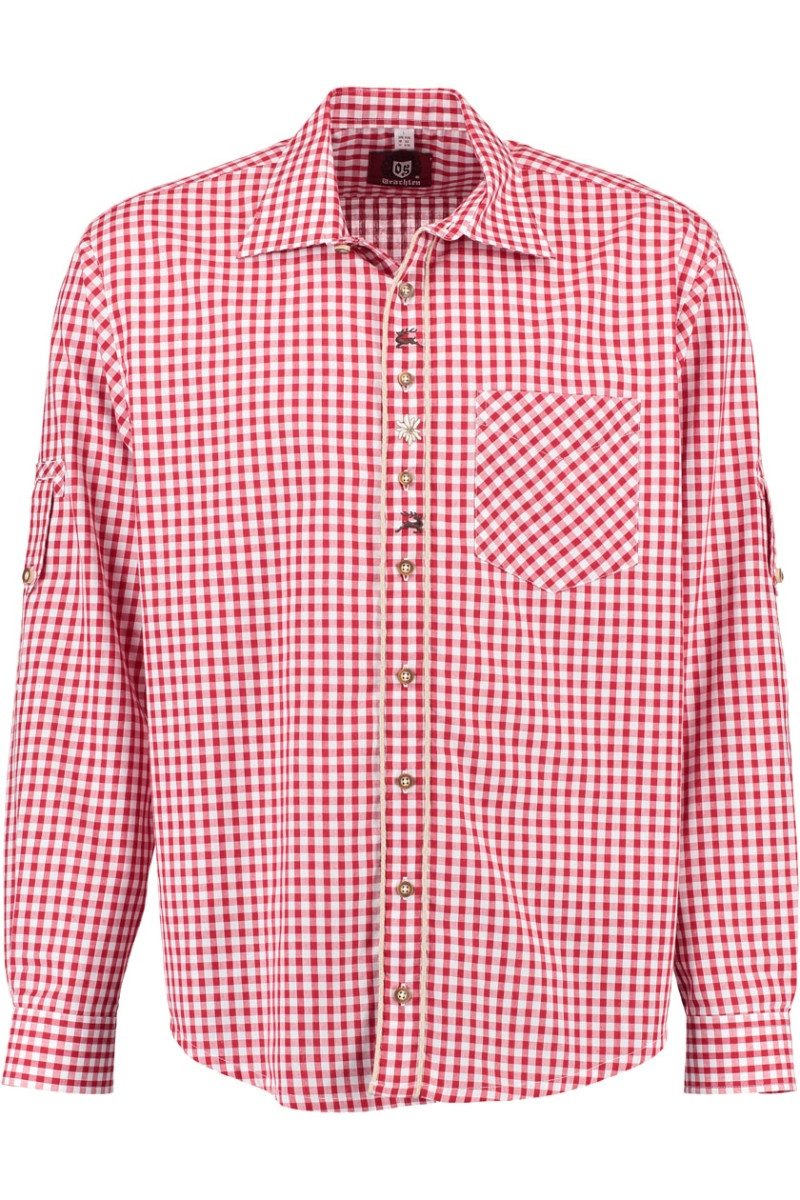 Orbis Textil GmbH & Co. KG Trachtenhemd Trachtenhemd - ADAM - dunkelgrün, mittelrot