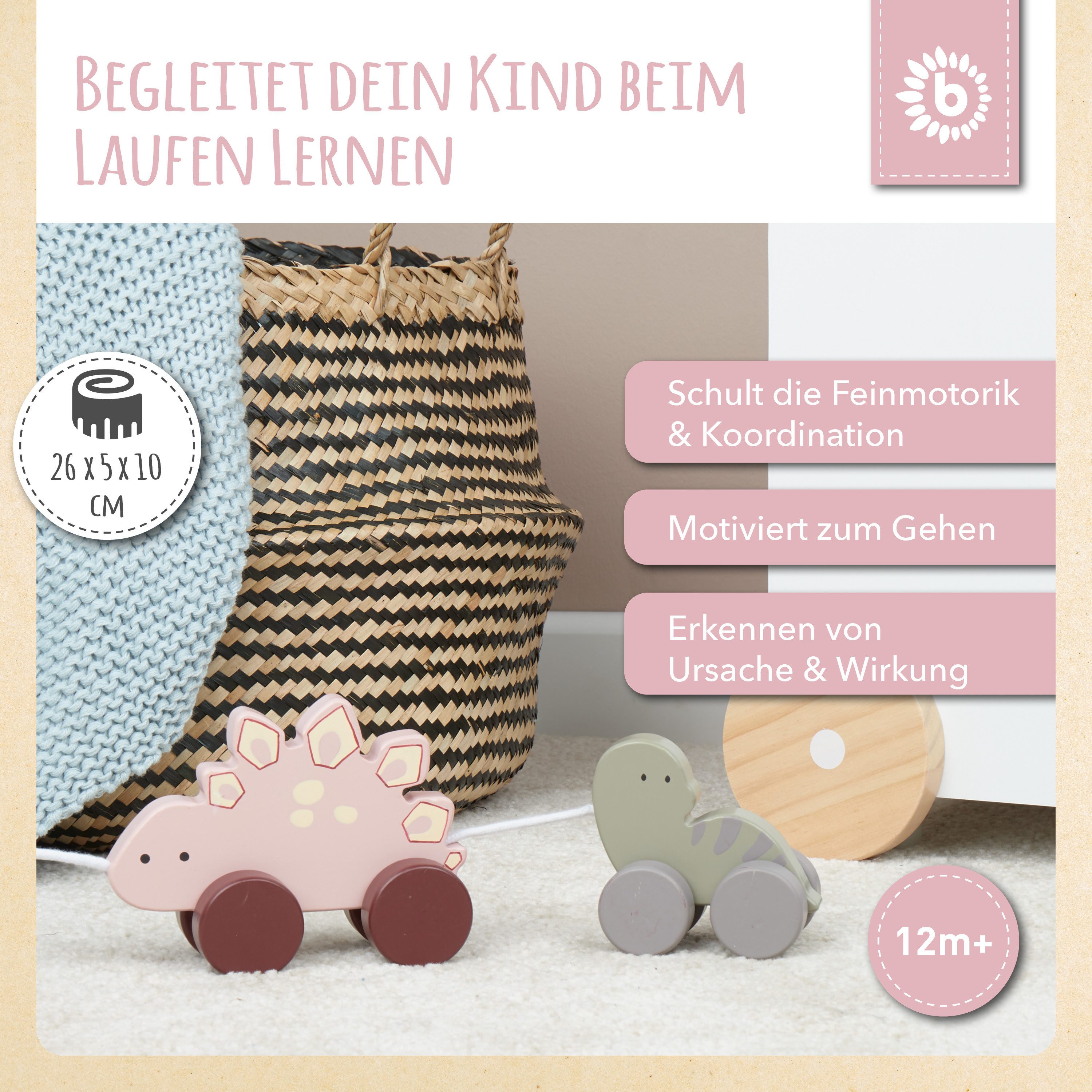 BIECO Nachziehtier Bieco Nachzieh Dinos Holz Nachziehspielzeug ab