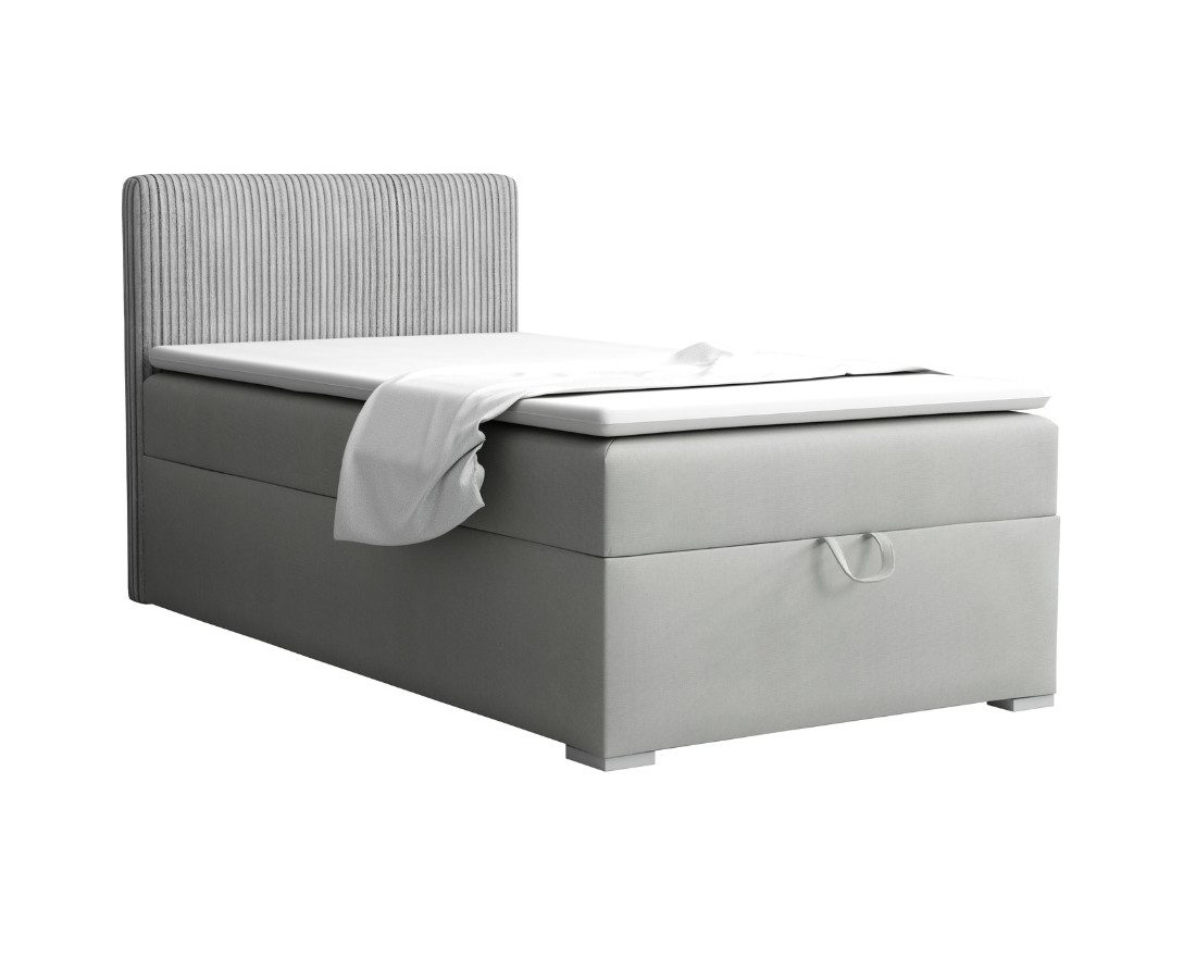 Deine Möbel 24 Boxspringbett TEEN 4 Bett für Teenager Jugend Jugendbett Einzelbett (Jugendzimmer Beige Grau Hellgrau Grau Anthrazit Schwarz, 3-St., Bonellfederkern-Matratze H3 Taschenfederkern-Matratze H4), 90x200 100x200 Polsterbett Velours Cord Kord