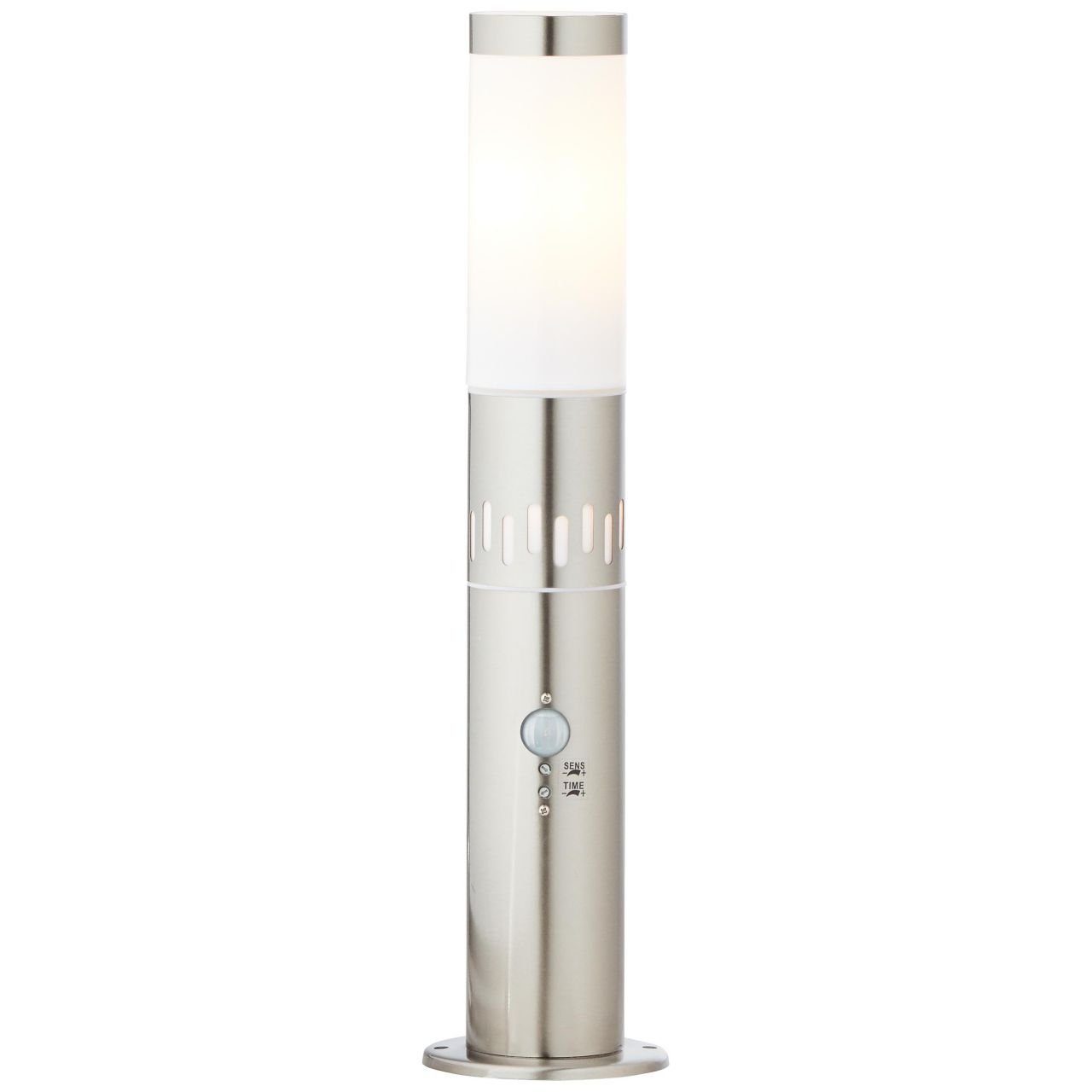 Bewegungsmelder Lampe, 50cm 1x A60 Außen-Stehlampe Leigh Leigh, Brilliant edelstahl, Außensockelleuchte