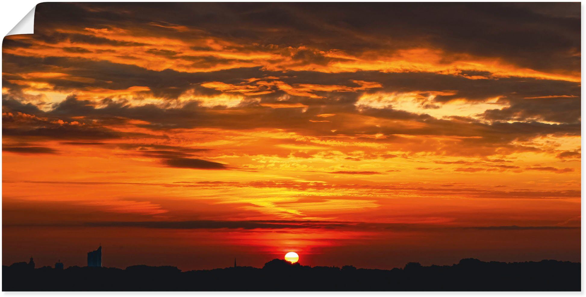 Artland Wandbild Sonnenuntergang über Leipzig, Bilder vom Sonnenuntergang & -aufgang (1 St), als Alubild, Leinwandbild, Wandaufkleber oder Poster in versch. Größen