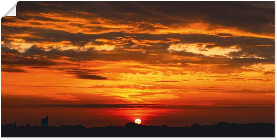 Artland Wandbild Sonnenuntergang über Leipzig, Bilder vom Sonnenuntergang &  -aufgang (1 St), als Alubild, Leinwandbild, Wandaufkleber oder Poster in  versch. Größen