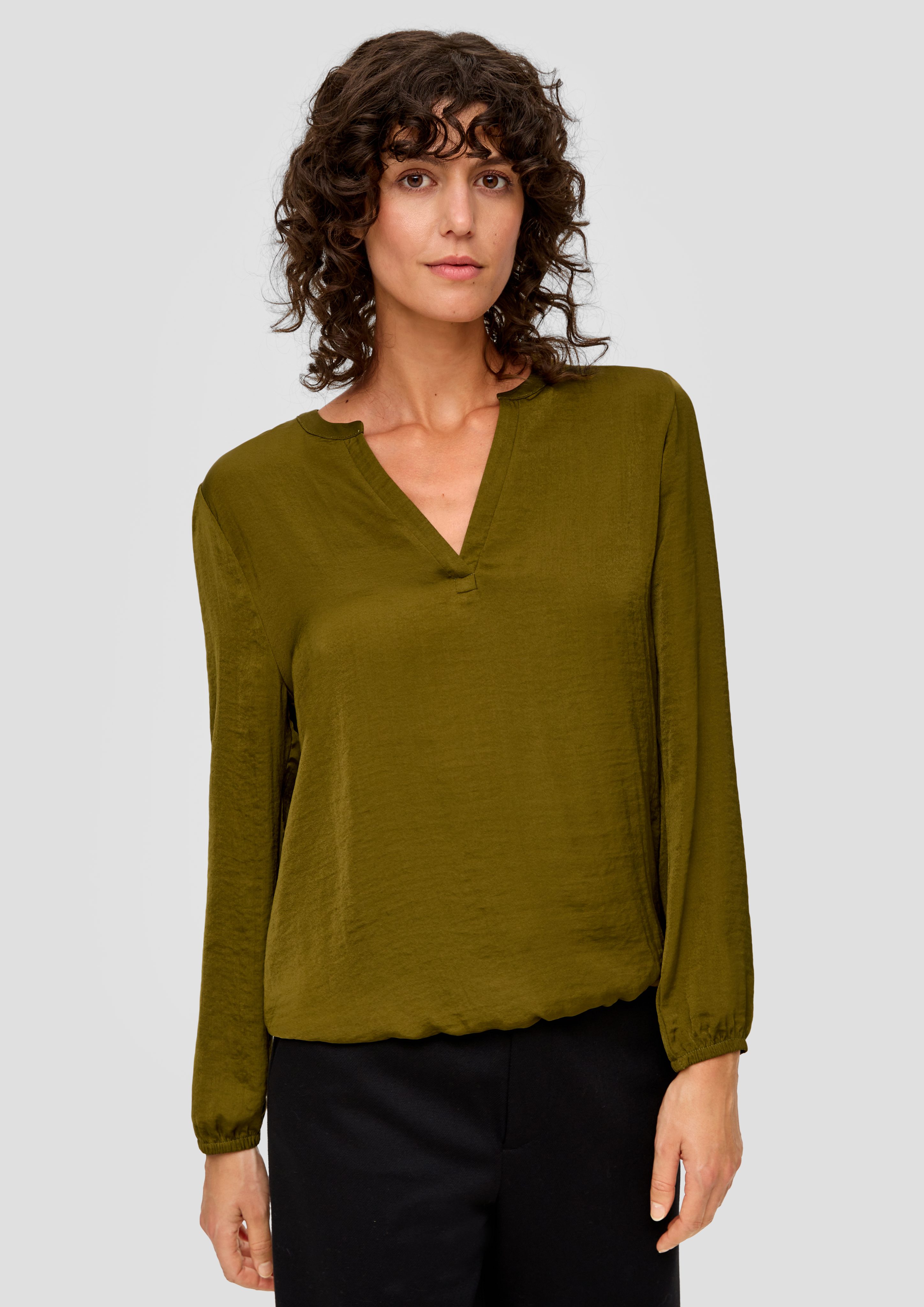 Langarmbluse Bluse mit V-Ausschnitt