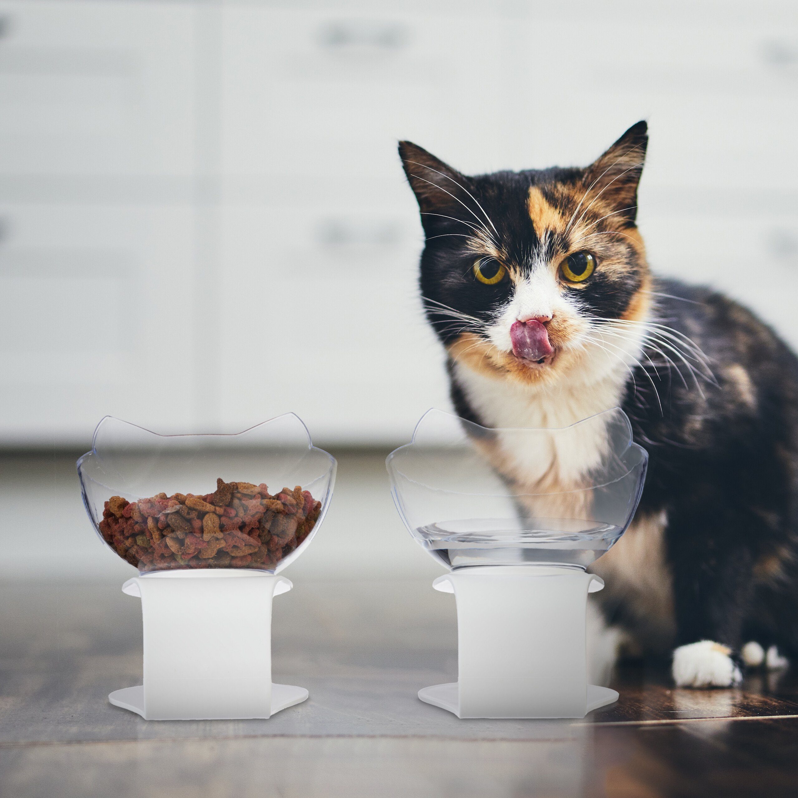 relaxdays Napf-Set Erhöhter Katzennapf 2er Set