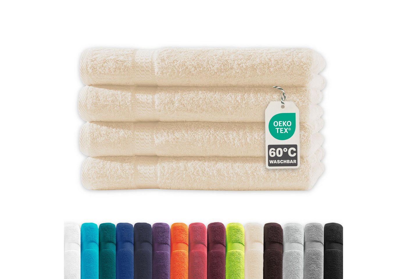 Devior Handtuch Set Frottierserie Elegance in vielen Farben, hochwertig mit 500 g/m², Handtücher - 100% Baumwolle (4-St), 50x100 cm, saugstark, schnelltrocknend, pflegeleicht & geruchsneutral