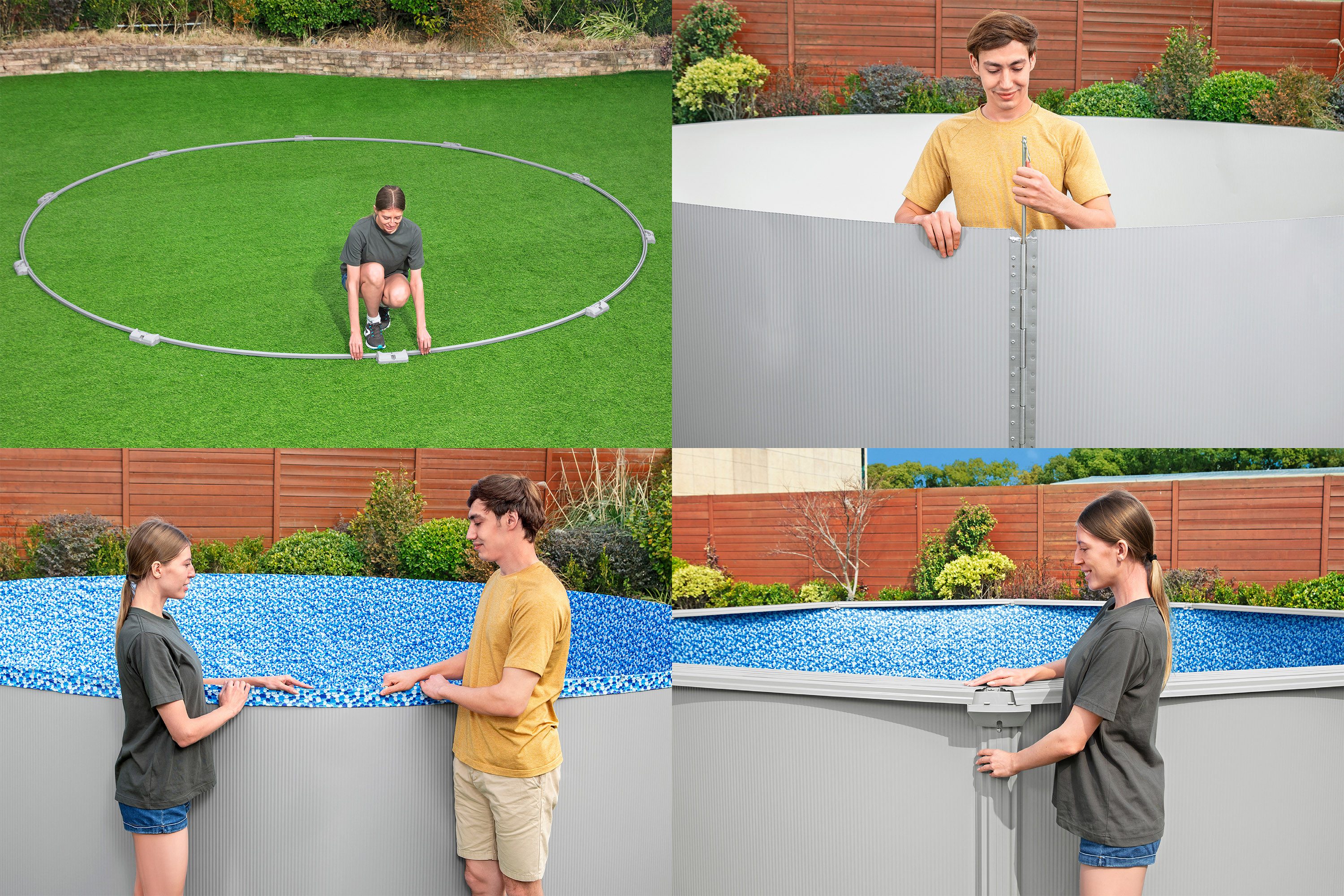 Bestway Pool Hydrium (Set, Inkl. Sandfilteranlage, Sicherheitsleiter, Abdeckplane, Bodenplane), Ø 457 x 122 cm