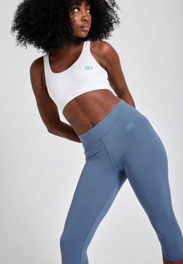 SPORTKIND Funktionsleggings 3/4 Sportleggings Capri Damen & Mädchen grau blau